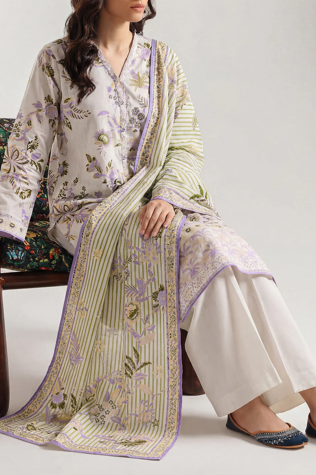 Unstitched Printed Arabic Lawn 3 Piece