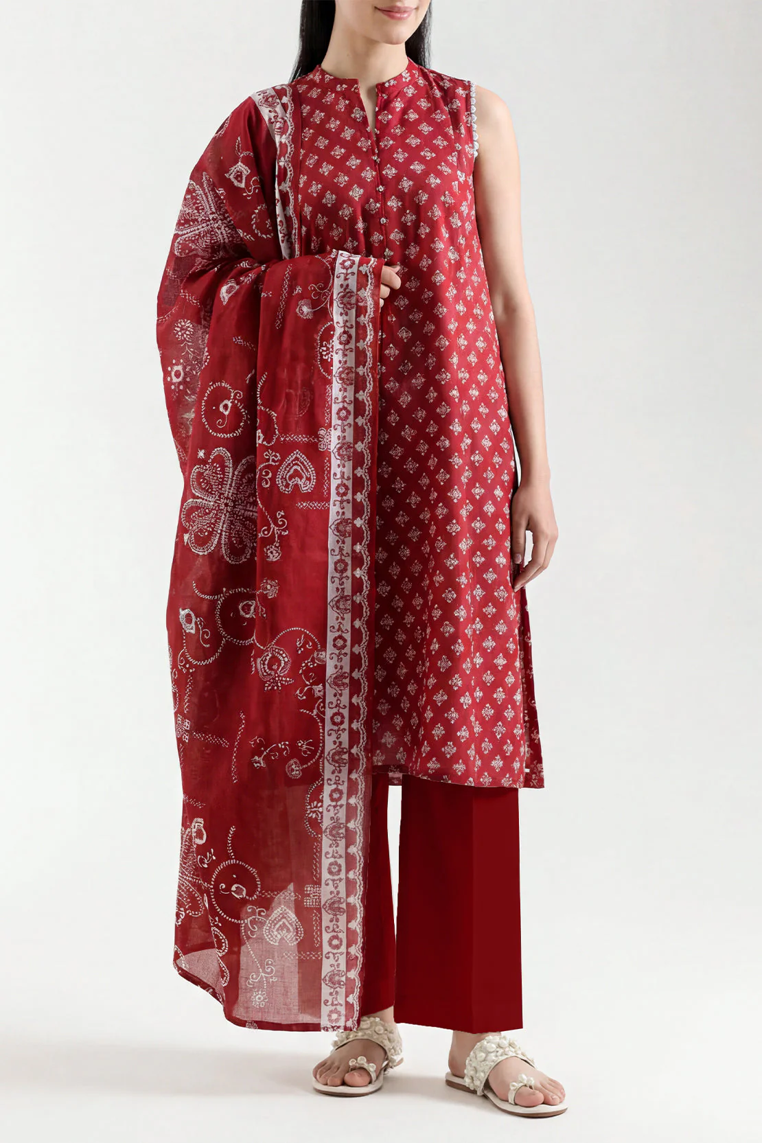 Unstitched Printed Arabic Lawn 3 Piece