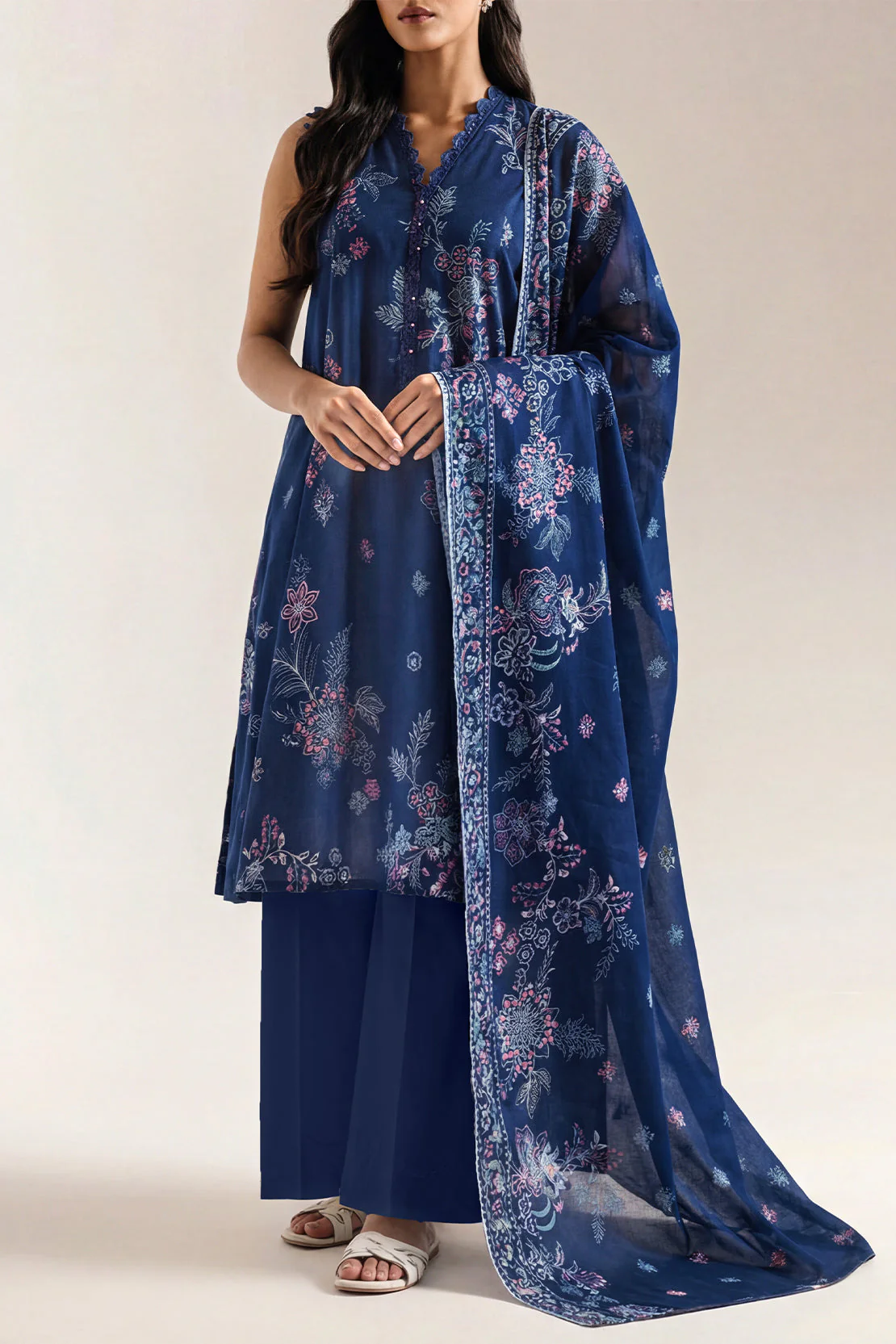 Unstitched Printed Arabic Lawn 3 Piece