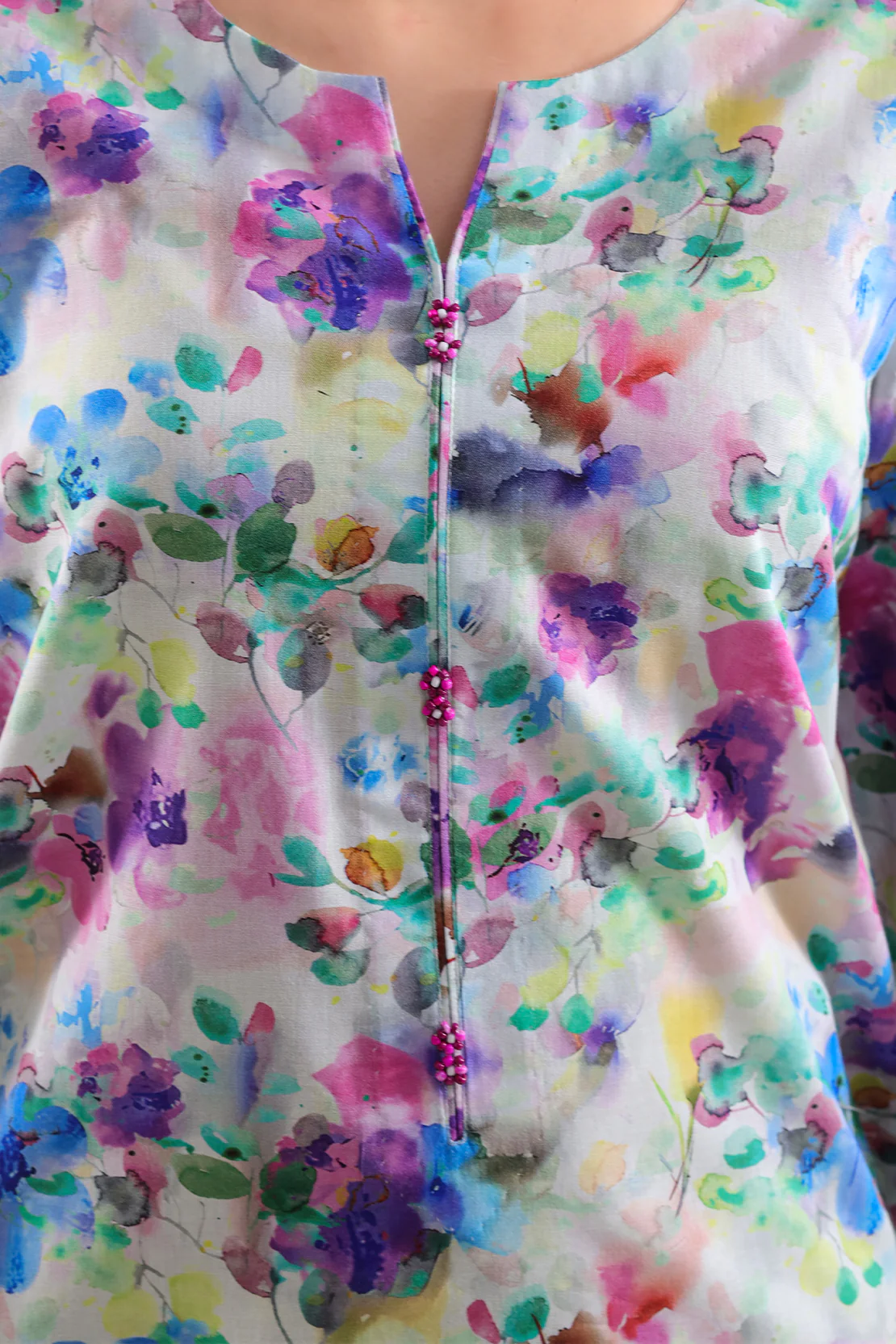 Unstitched Printed Arabic Lawn Shirt - Image 4