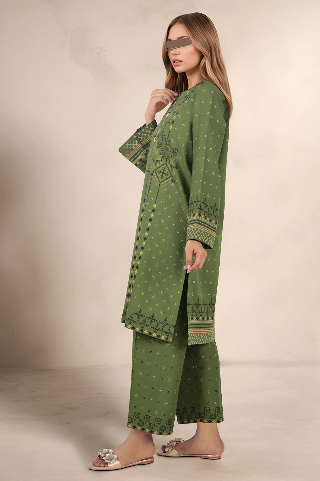 Unstitched Printed Arabic Linen 2 Piece (Shirt/Trouser) - Image 2