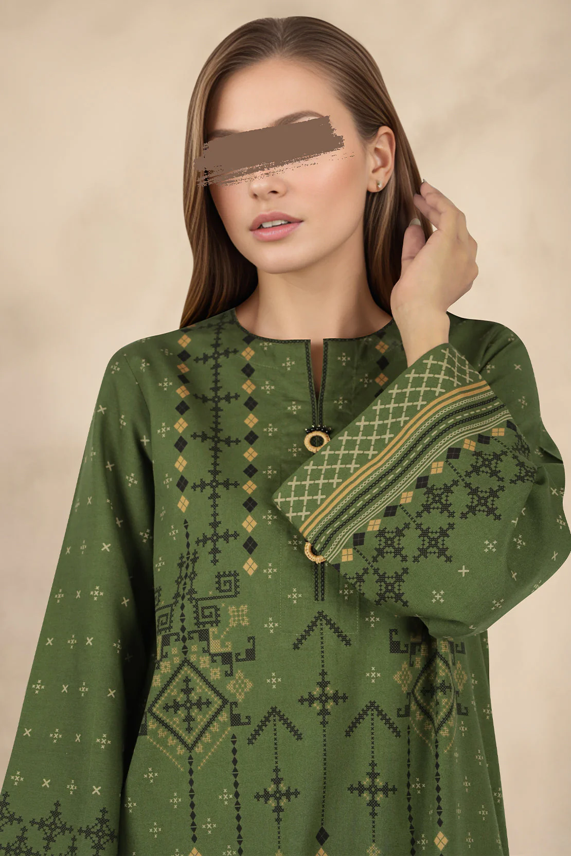 Unstitched Printed Arabic Linen 2 Piece (Shirt/Trouser) - Image 3