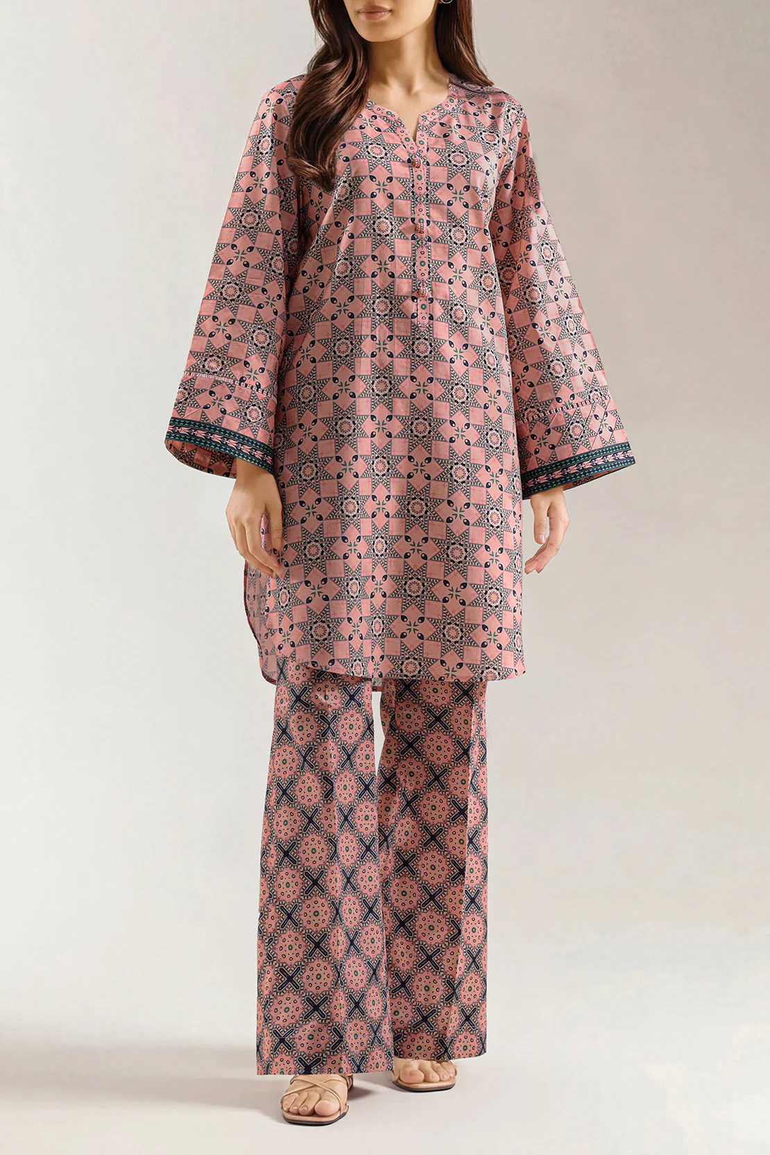 Unstitched Printed Arabic Linen 2 Piece (Shirt/Trouser)