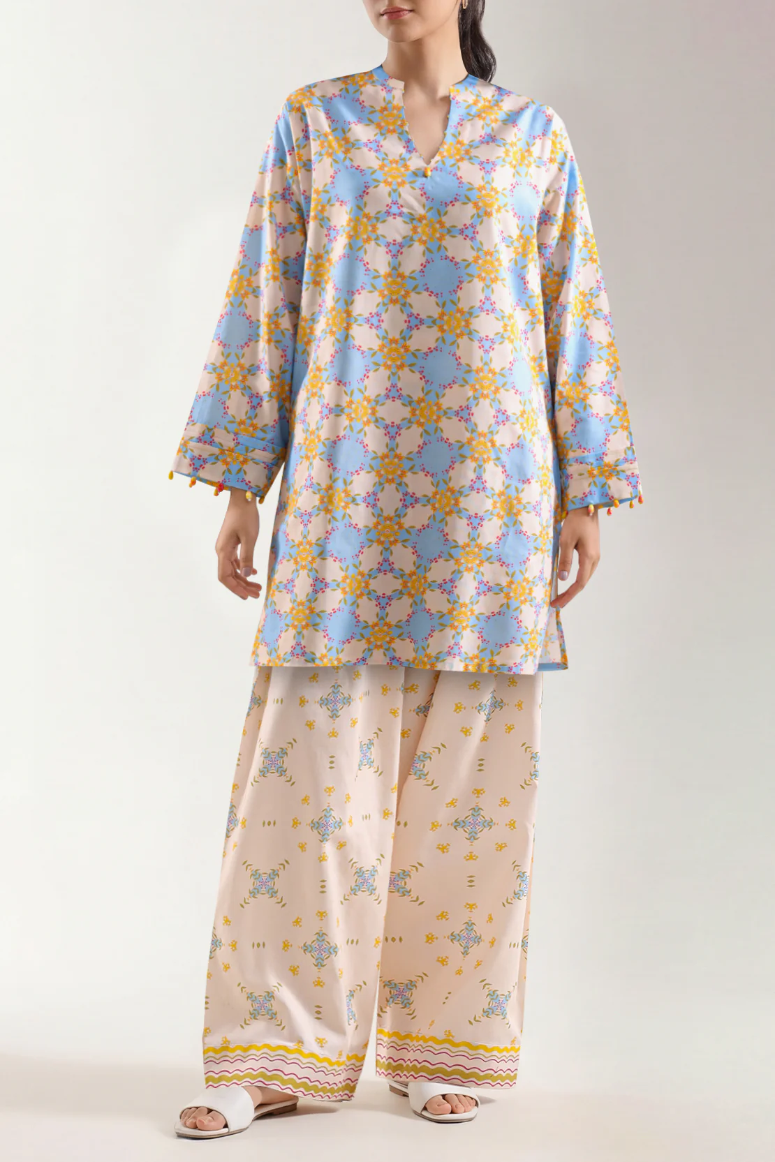 Unstitched Printed Arabic Linen 2 Piece (Shirt/Trouser)