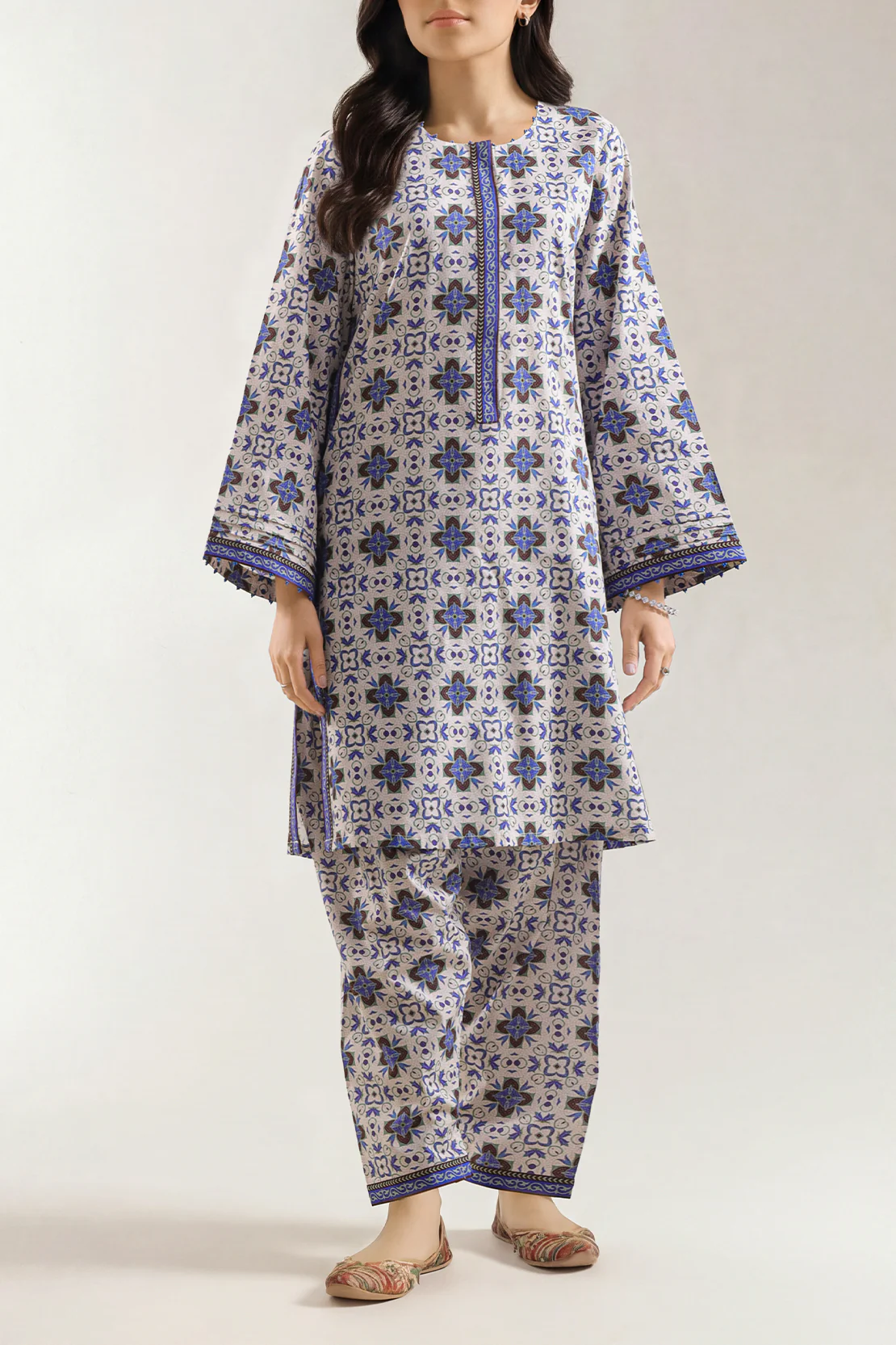 Unstitched Printed Arabic Linen 2 Piece (Shirt/Trouser)
