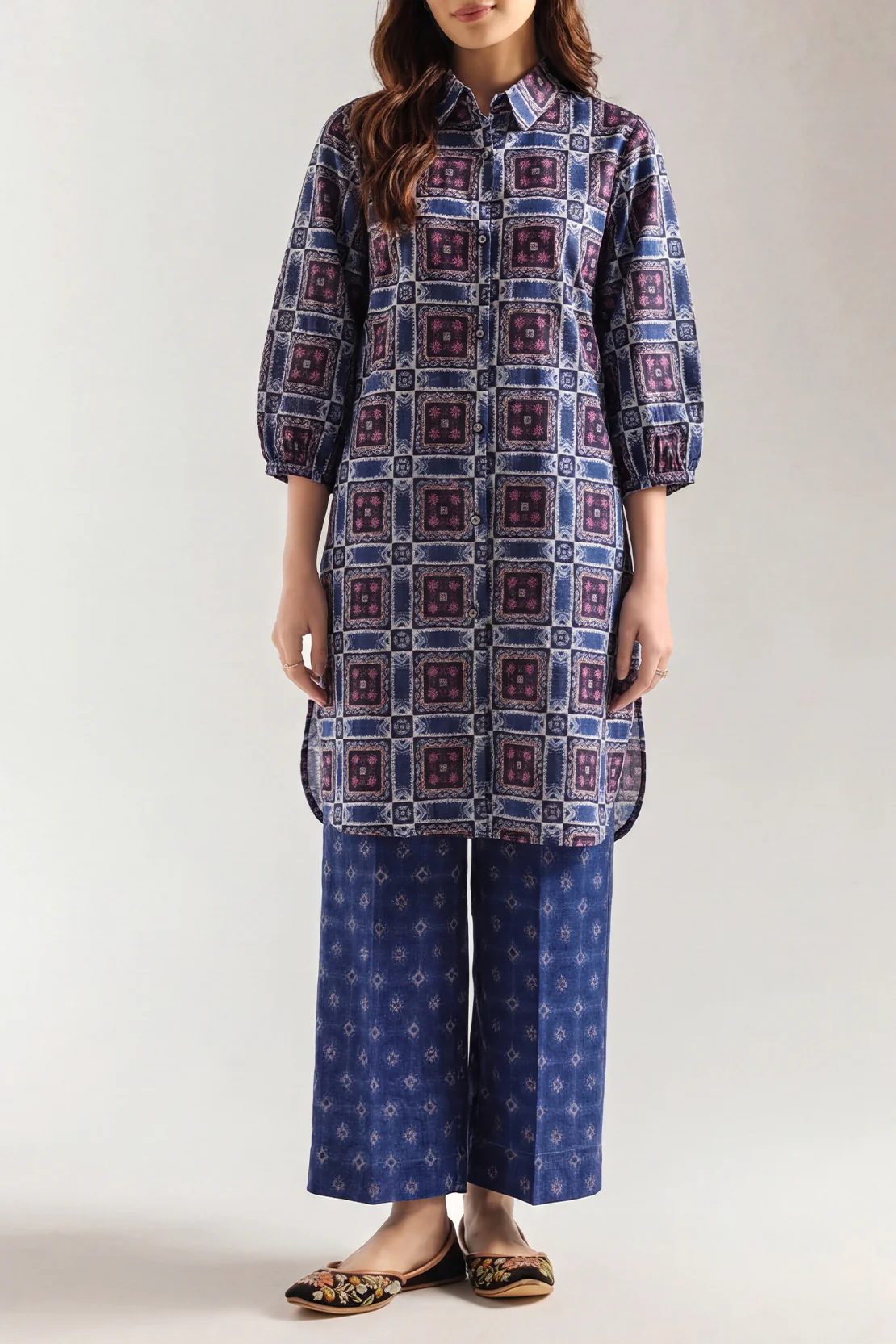 Unstitched Printed Arabic Linen 2 Piece (Shirt/Trouser) - Image 2