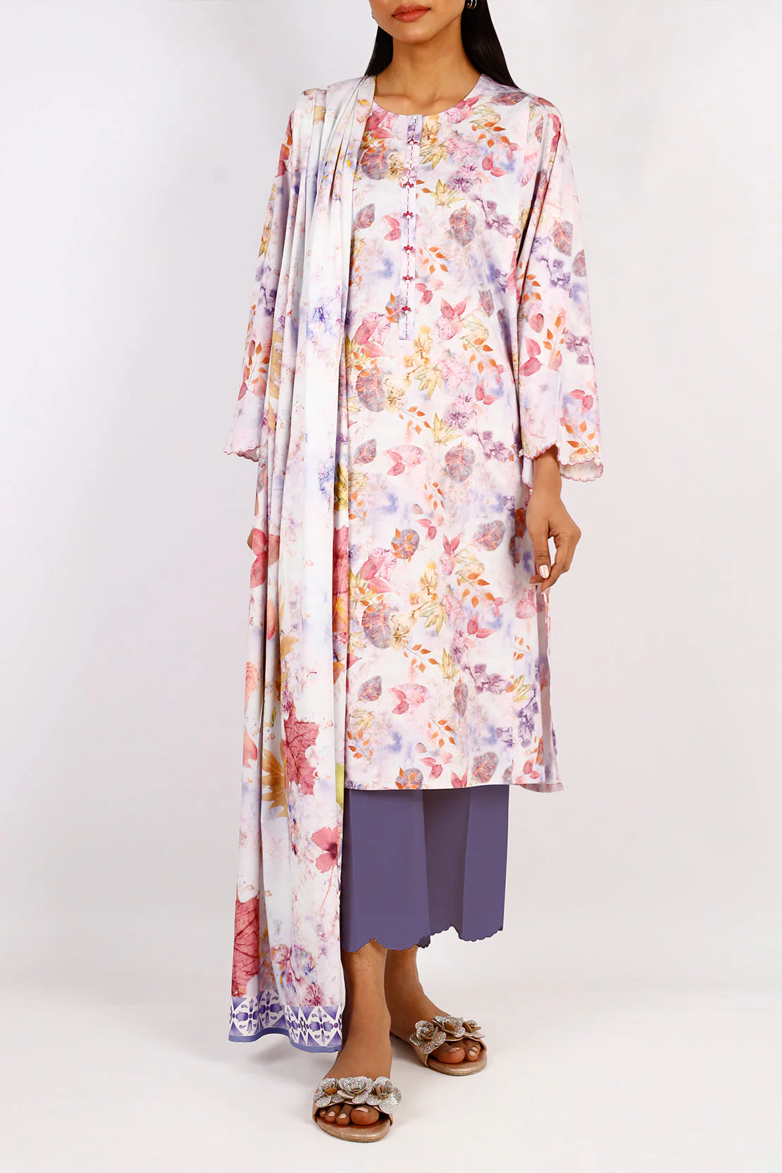 Unstitched Printed Arabic Linen 3 Piece - Image 3