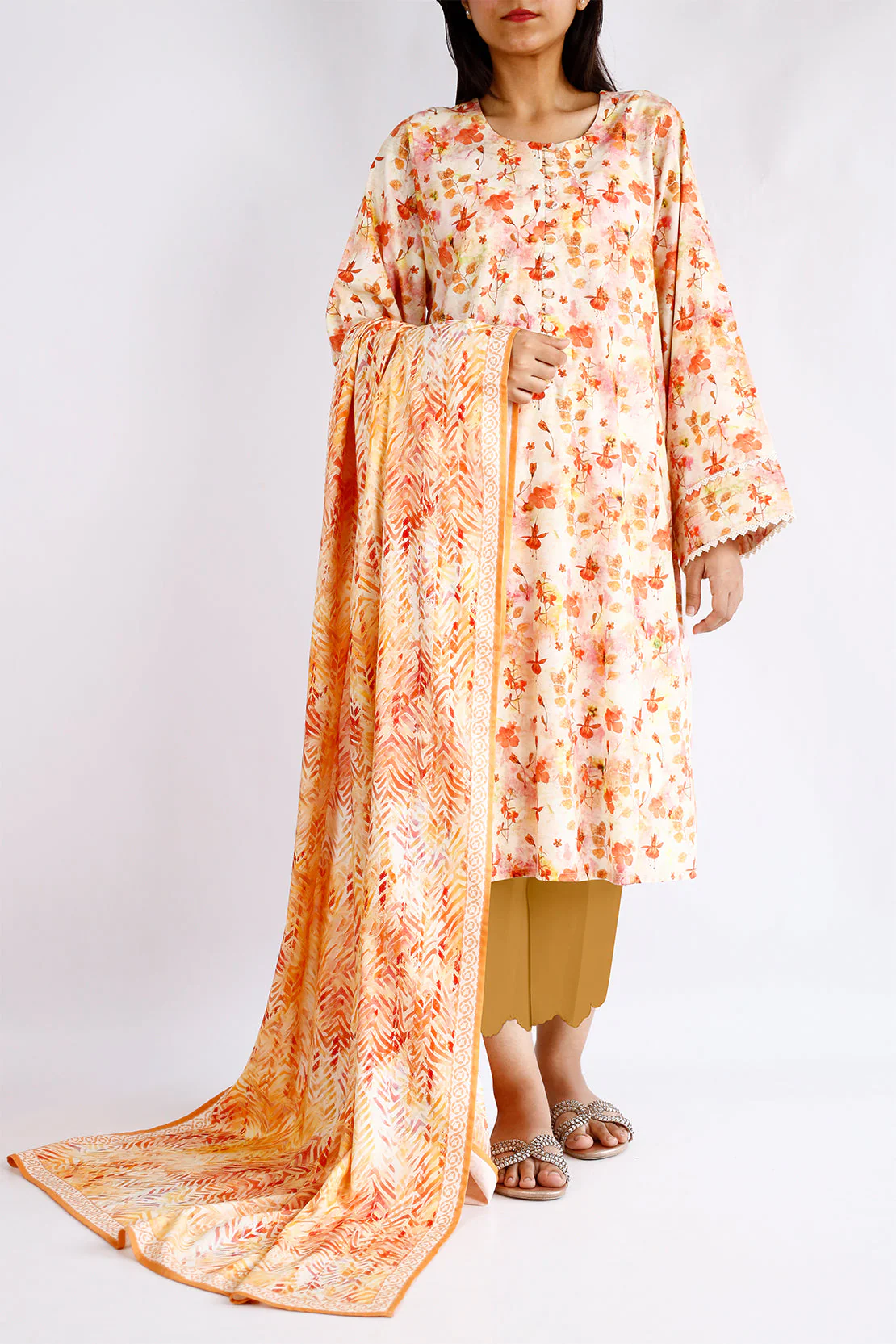 Unstitched Printed Arabic Linen 3 Piece