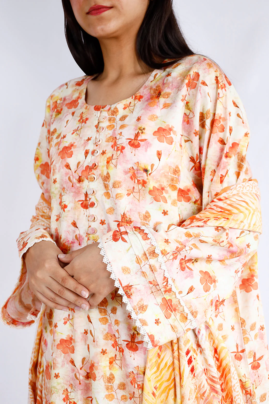 Unstitched Printed Arabic Linen 3 Piece - Image 3