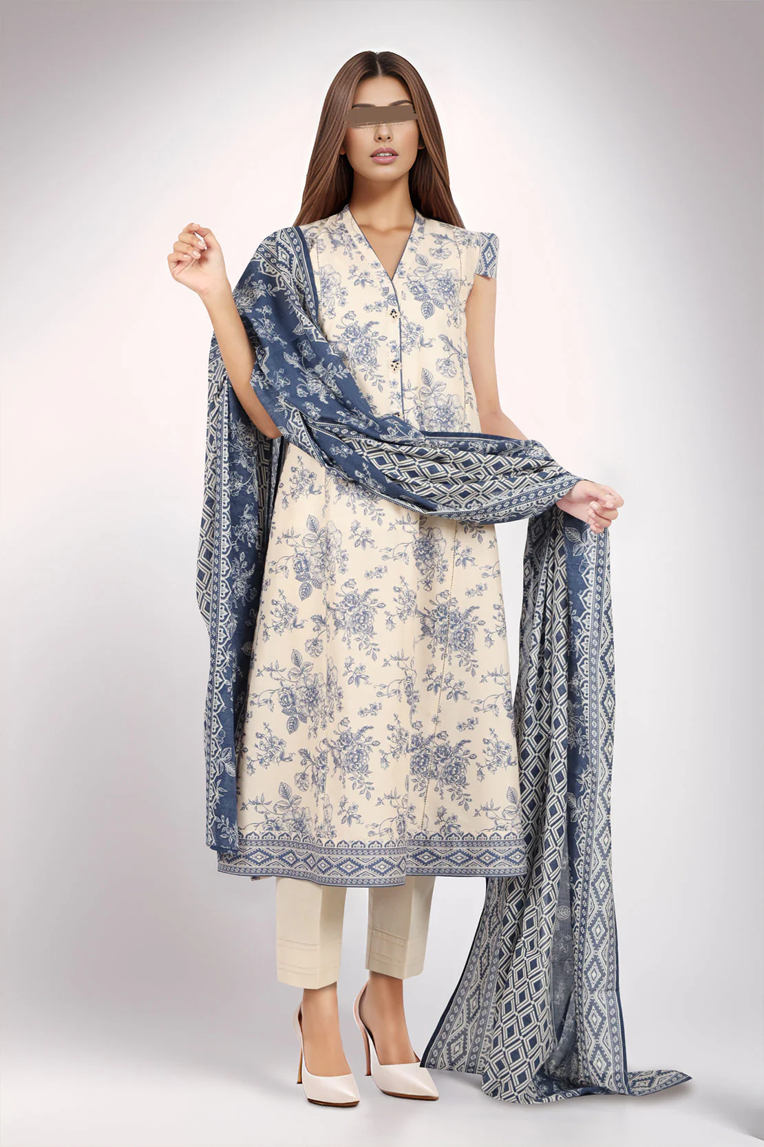 Unstitched Printed Cambric 2 Piece (Shirt/Dupatta) - Image 3