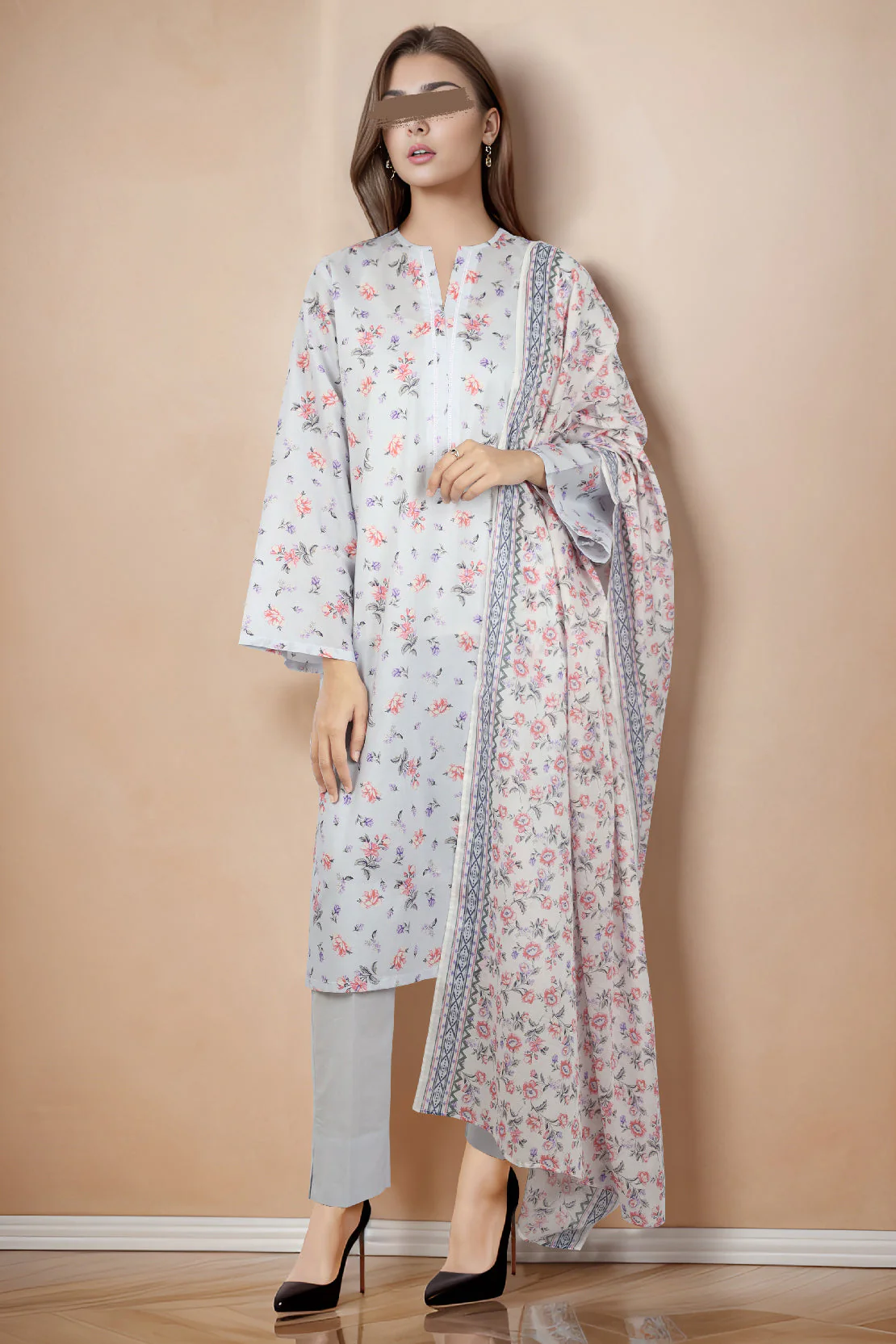 Unstitched Printed Cambric 2 Piece (Shirt/Dupatta)