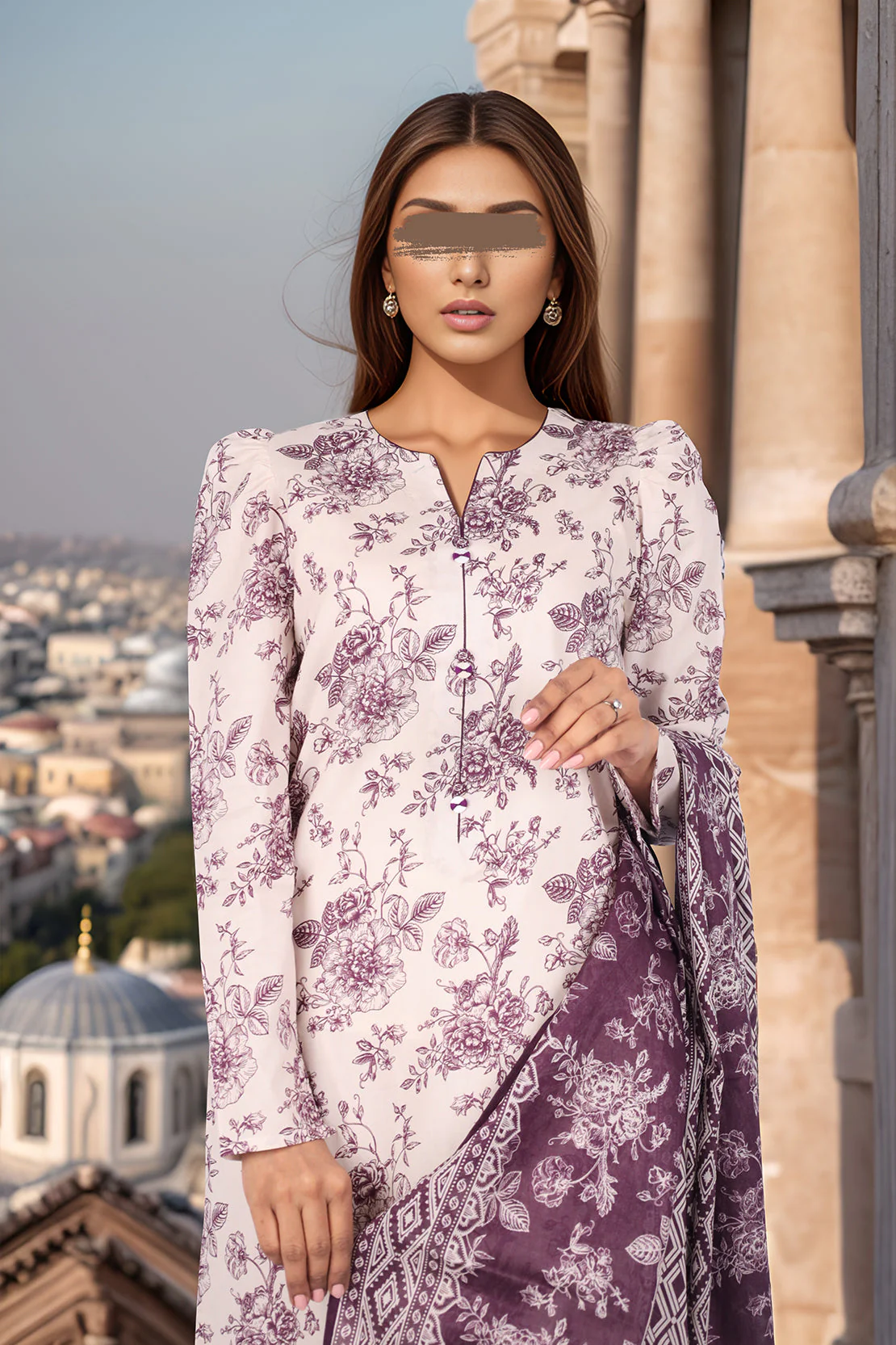 Unstitched Printed Cambric 2 Piece shirt dupatta - Image 3