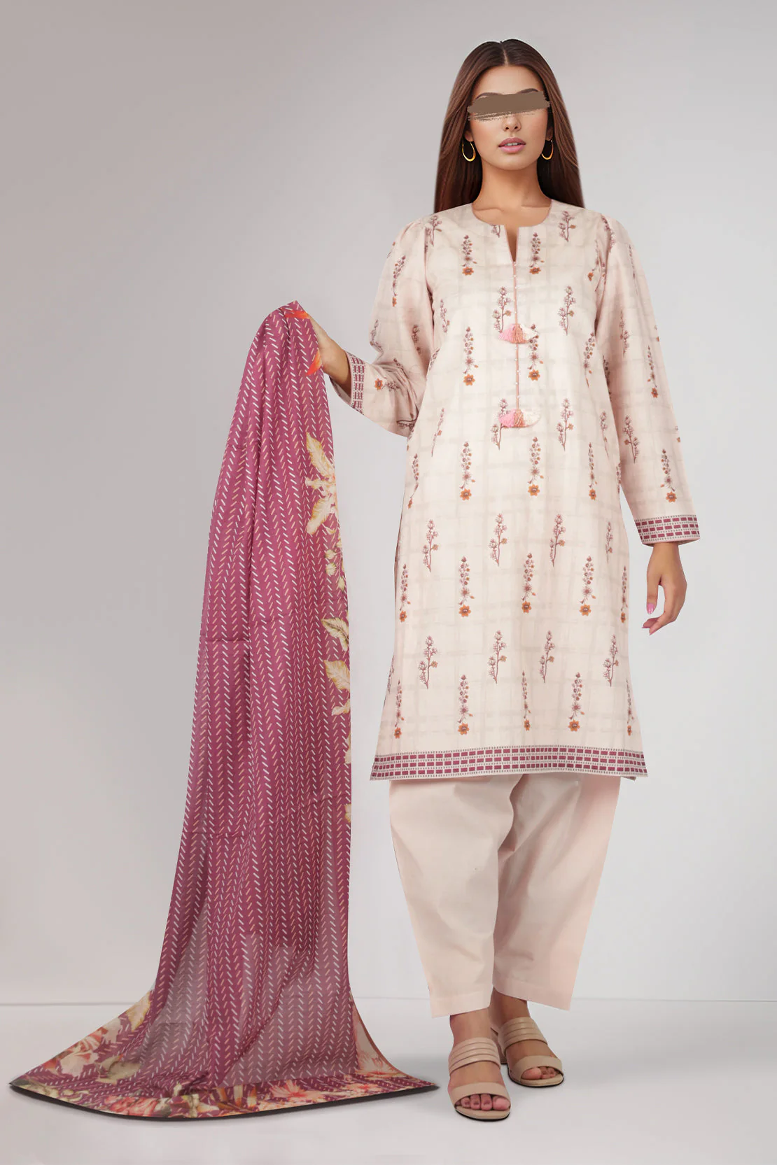 Unstitched Printed Cambric 3 Piece