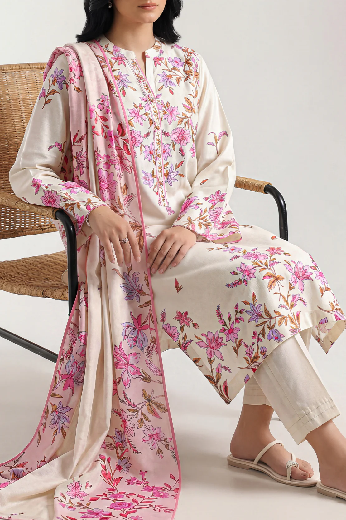 Unstitched Printed Corduroy 3 Piece