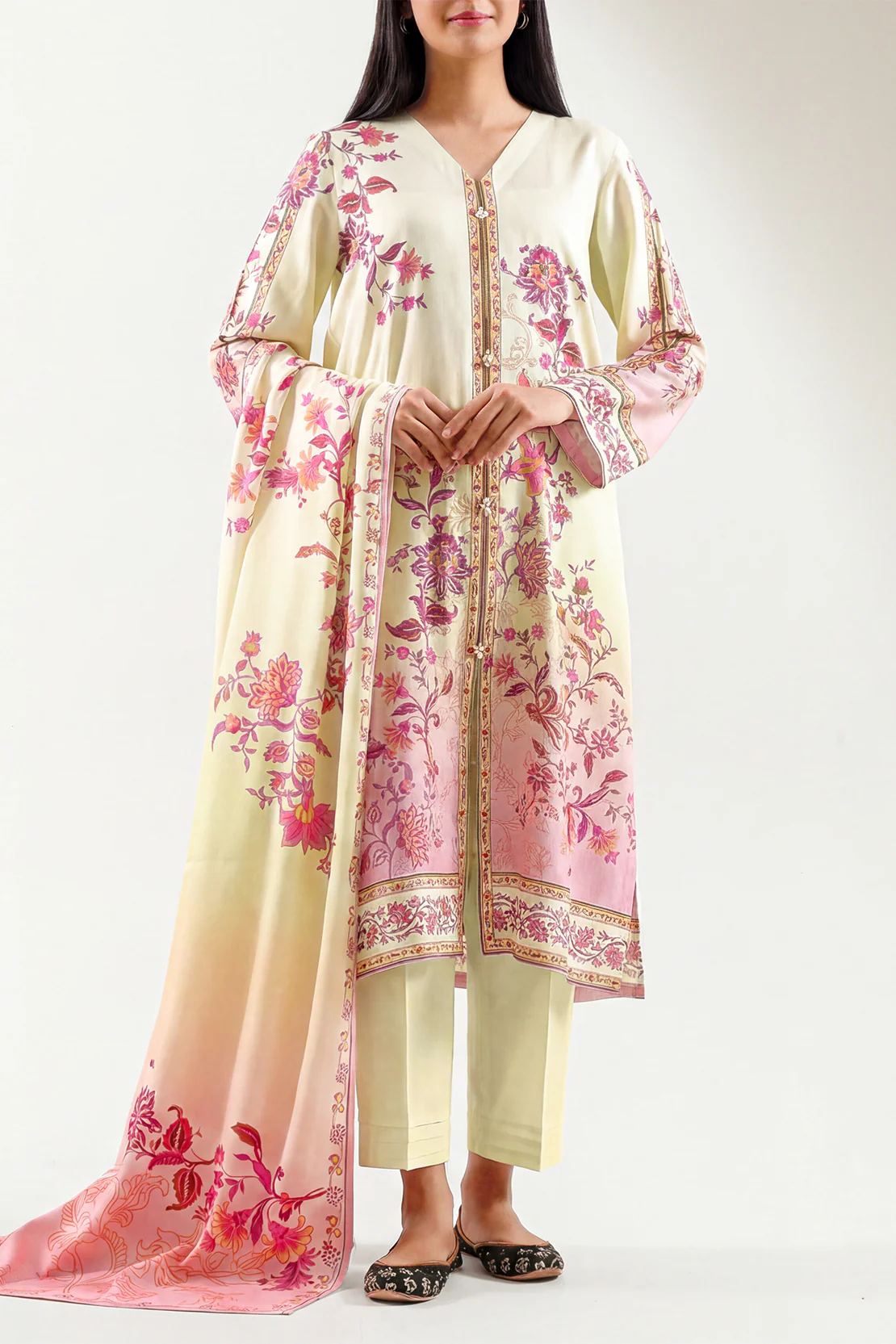 Unstitched Printed Corduroy 3 Piece