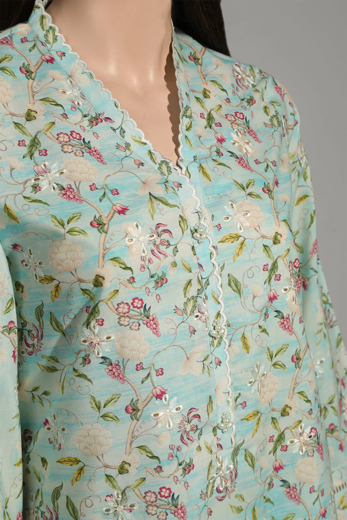 Unstitched Printed Embroidered Cotton Filament 2 Piece (Shirt/Trouser) - Image 3