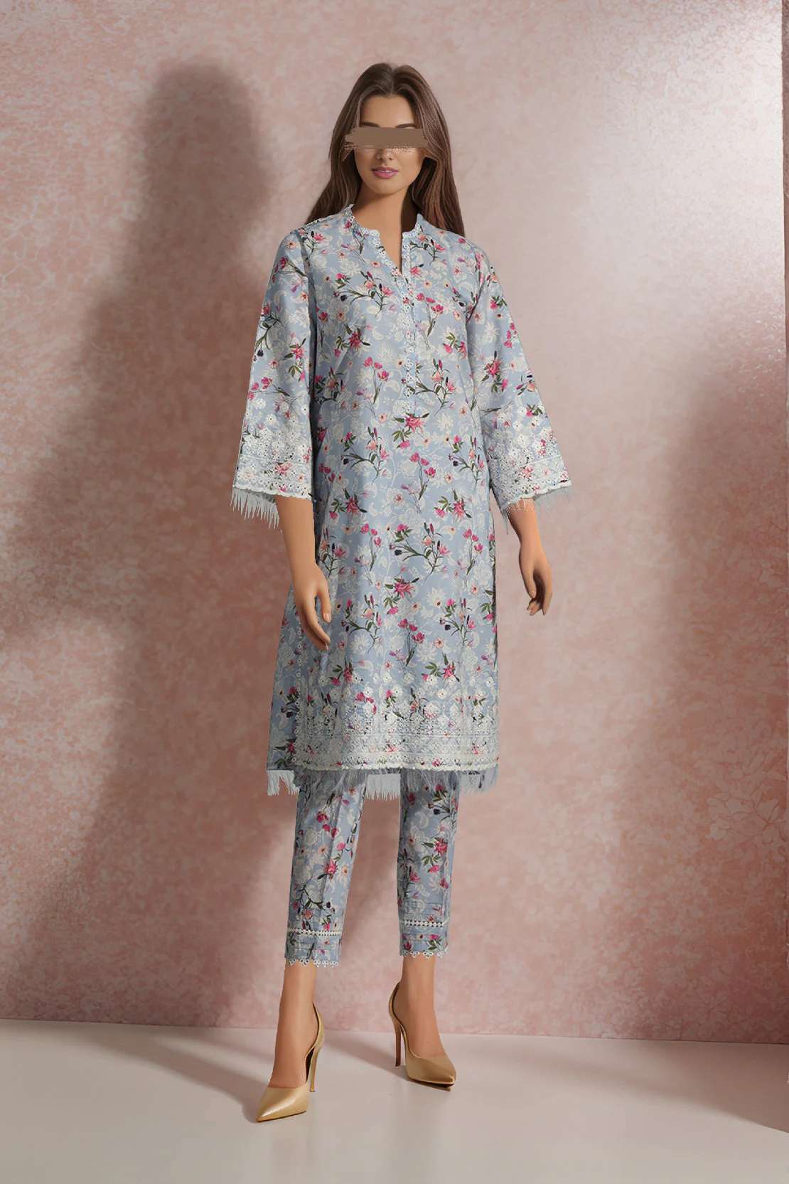 Unstitched Printed Cotton Filament Emb 2 Piece (Shirt/Trouser)