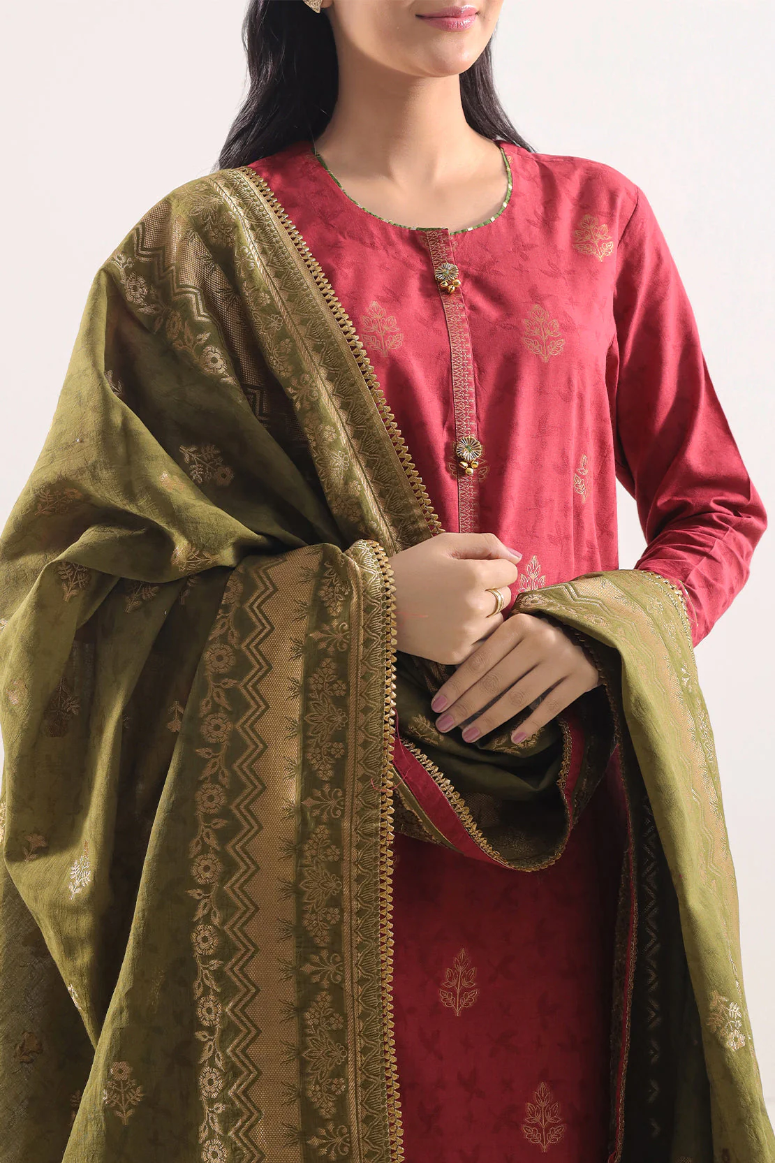 Unstitched Printed Cotton Jacquard 3 Piece - Image 2