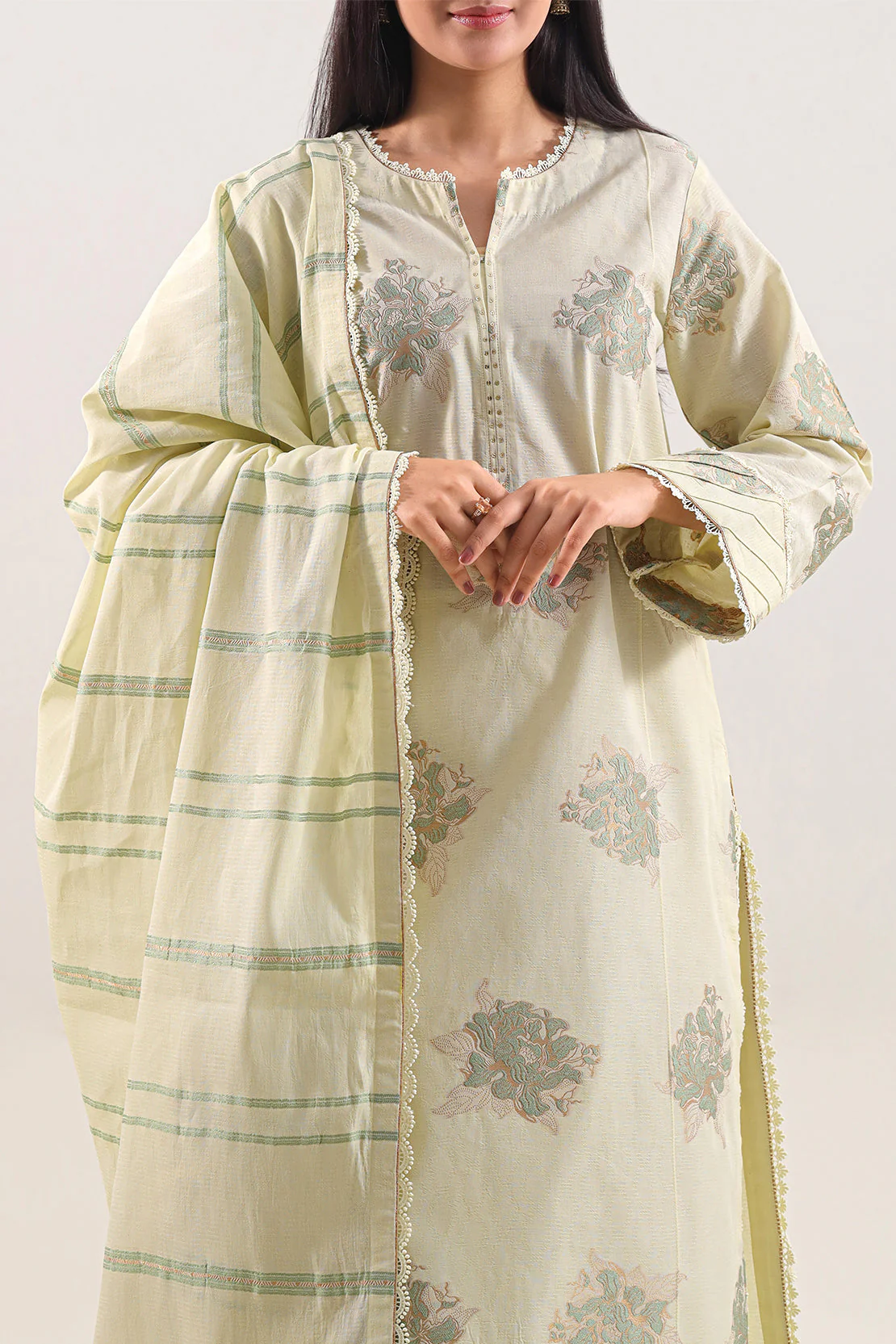 Unstitched Printed Cotton Jacquard 3 Piece - Image 2