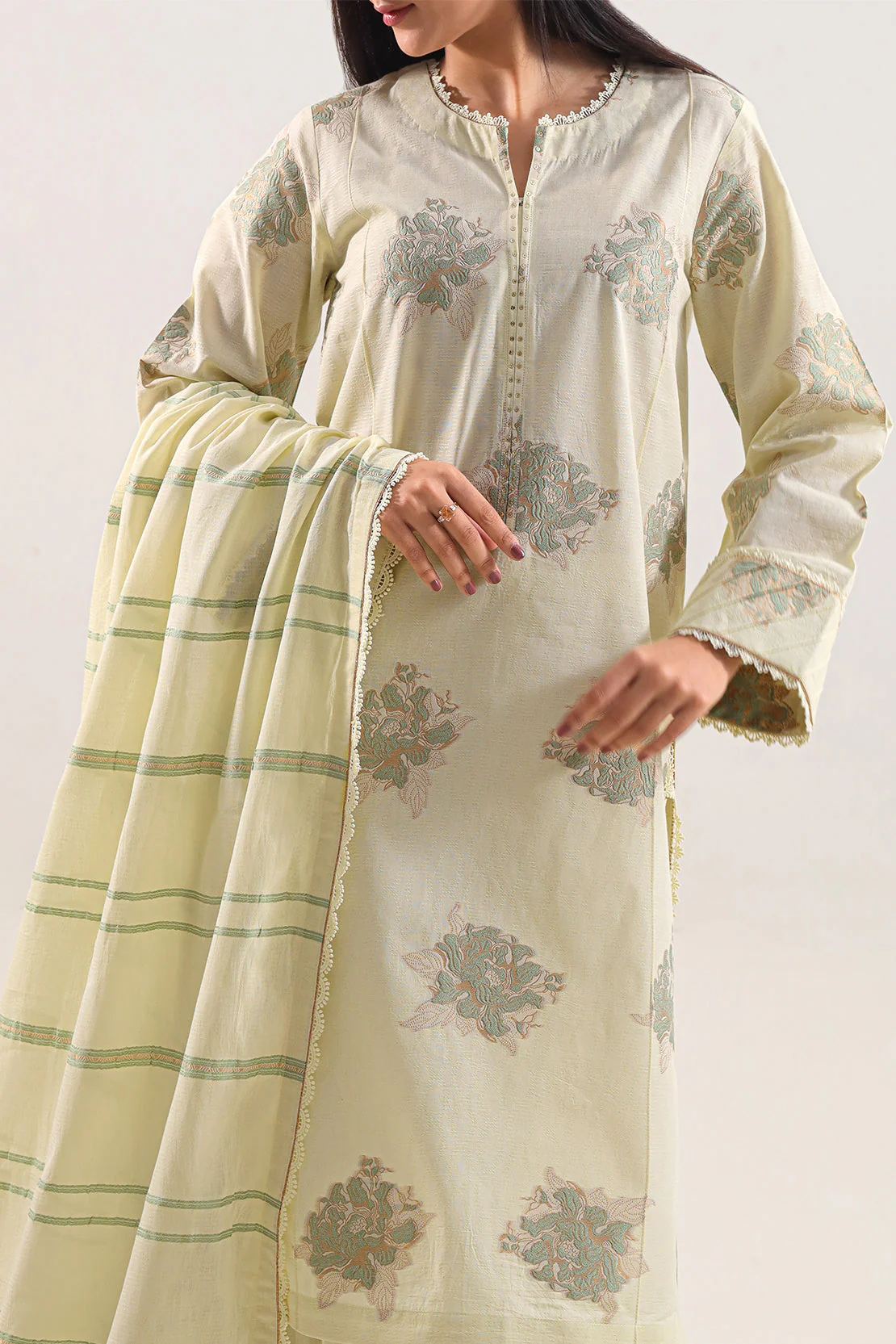 Unstitched Printed Cotton Jacquard 3 Piece - Image 3