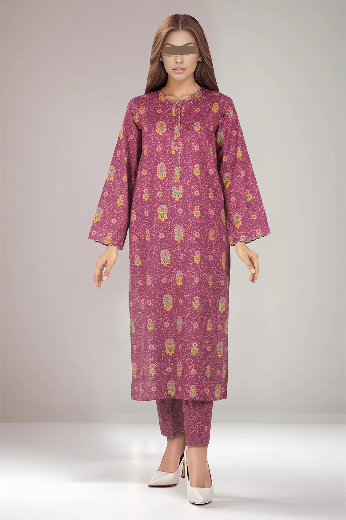 Unstitched Printed Cotton Khaddar 2 Piece (Shirt/Trouser)