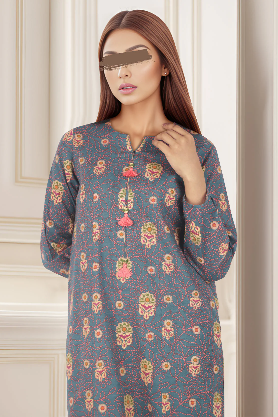 Unstitched Printed Cotton Khaddar 2 Piece (Shirt/Trouser) - Image 2