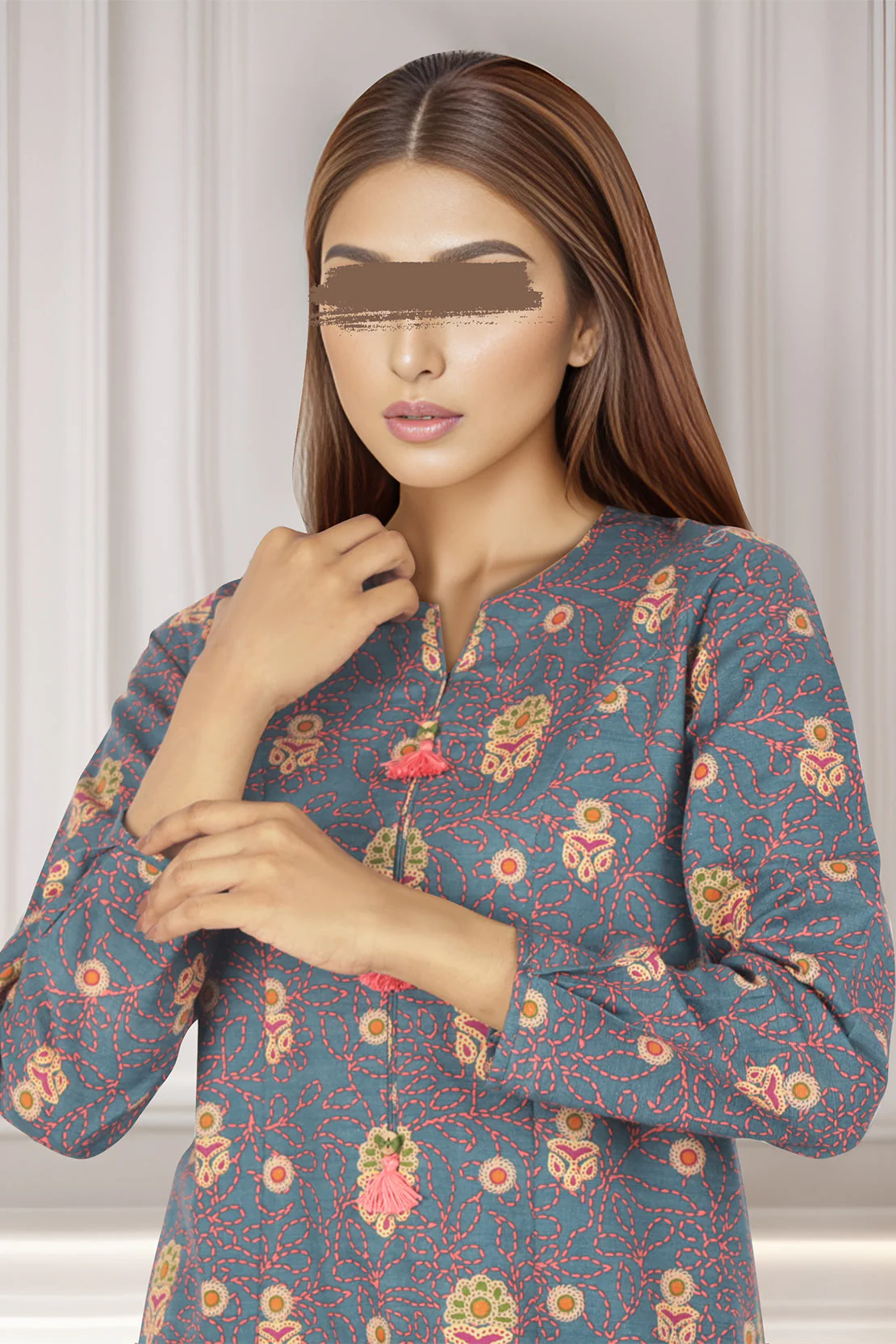 Unstitched Printed Cotton Khaddar 2 Piece (Shirt/Trouser) - Image 3