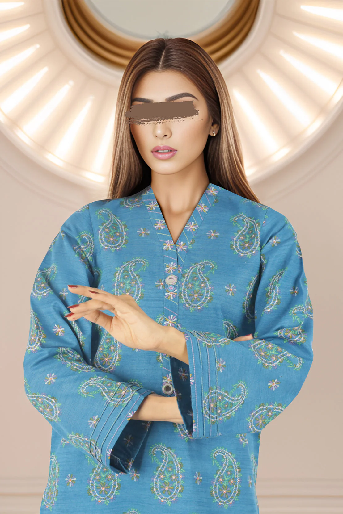 Unstitched Printed Cotton Khaddar 2 Piece (Shirt/Trouser) - Image 3