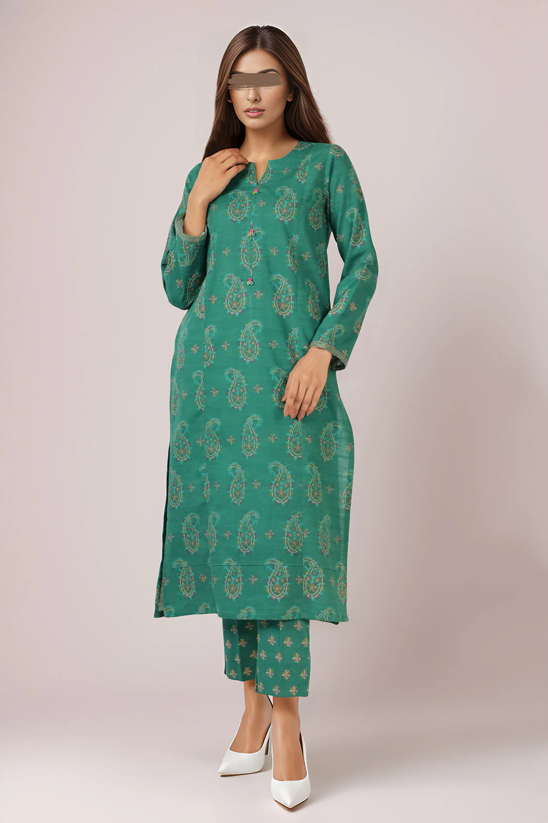 Unstitched Printed Cotton Khaddar 2 Piece (Shirt/Trouser) - Image 2