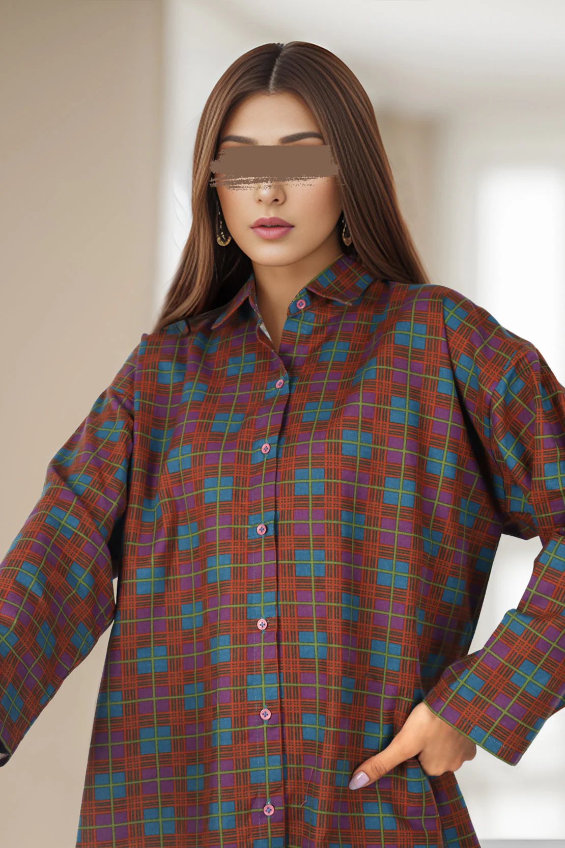Unstitched Printed Cotton Khaddar 2 Piece (Shirt/Trouser) - Image 4