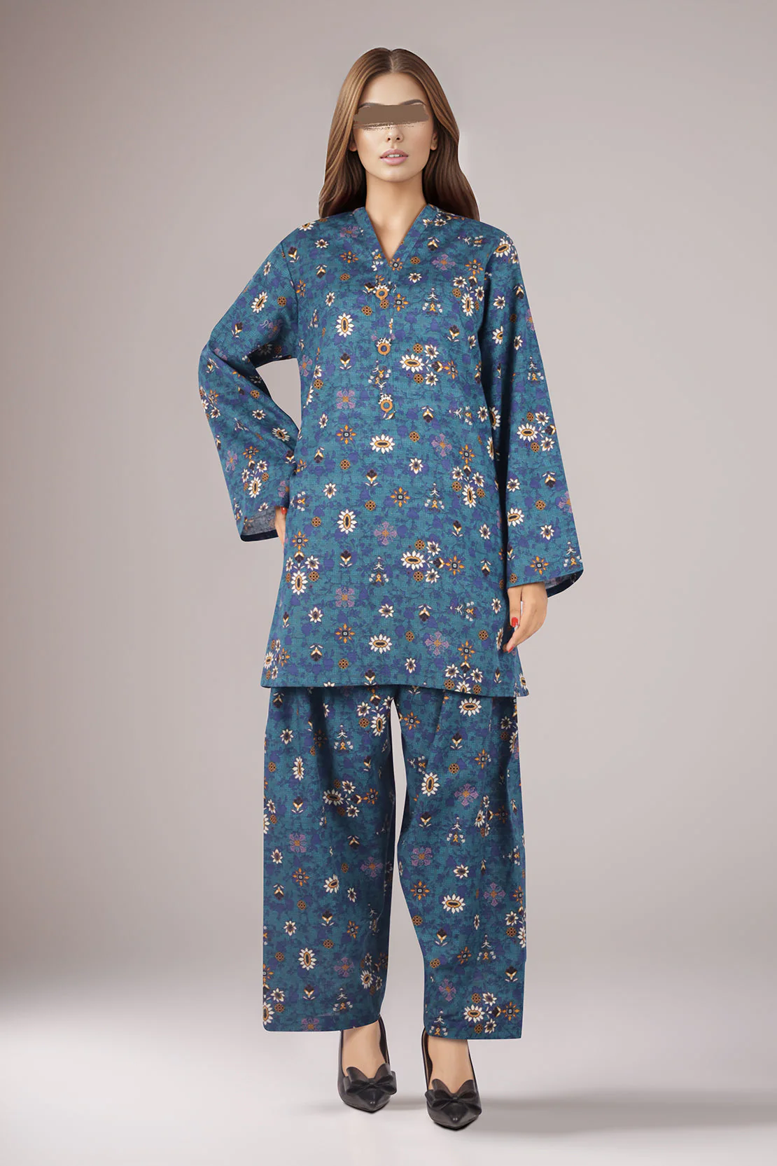 Unstitched Printed Cotton Khaddar 2 Piece (Shirt/Trouser) - Image 2