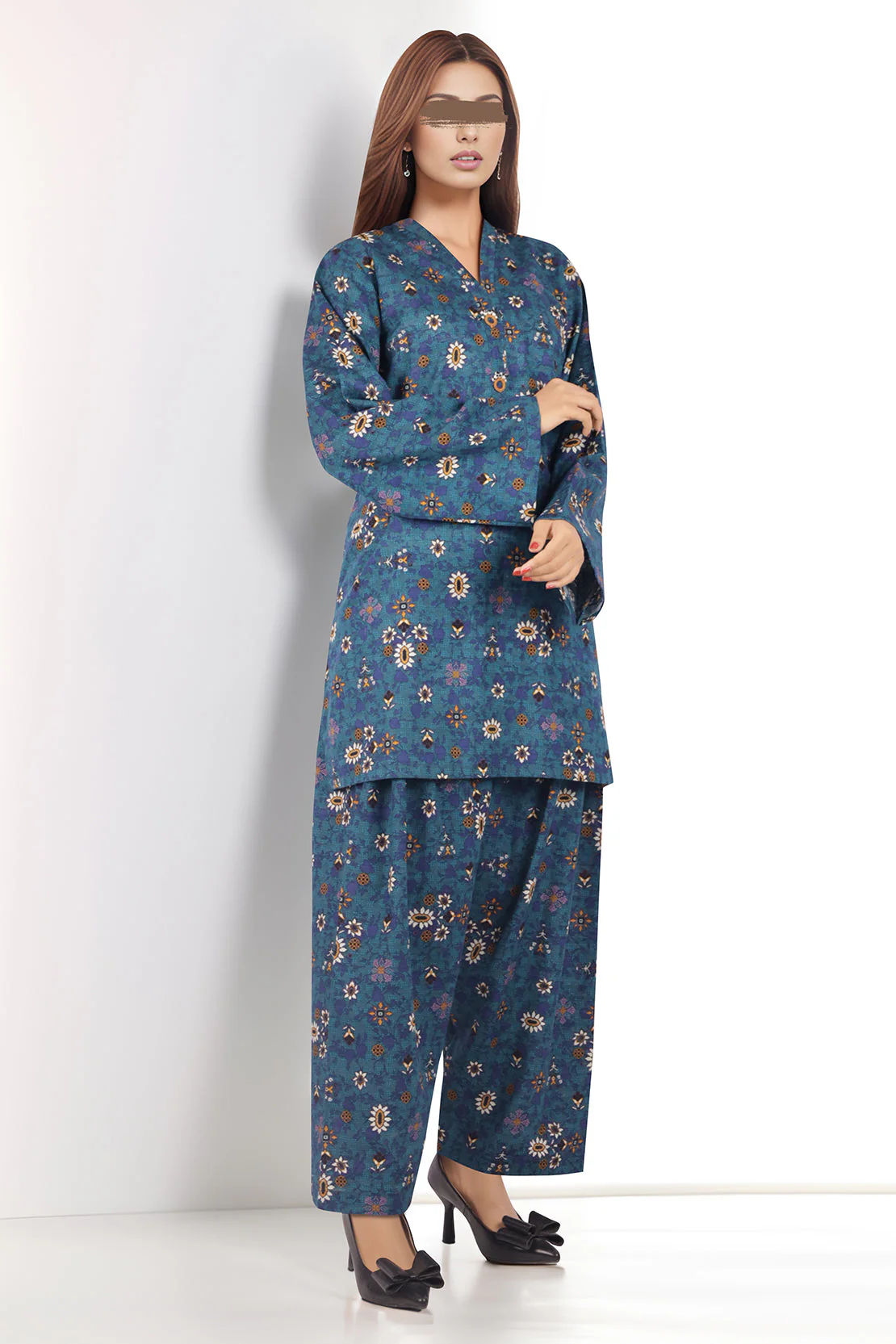 Unstitched Printed Cotton Khaddar 2 Piece (Shirt/Trouser) - Image 3