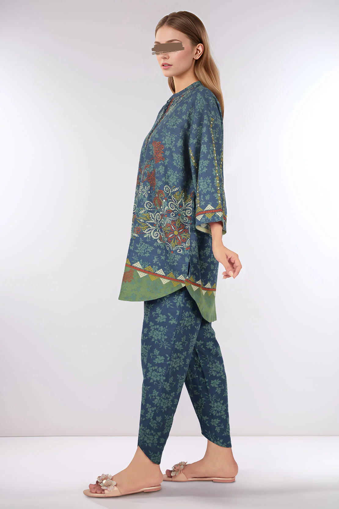 Unstitched Printed Cotton Khaddar 2 Piece (Shirt/Trouser) - Image 2