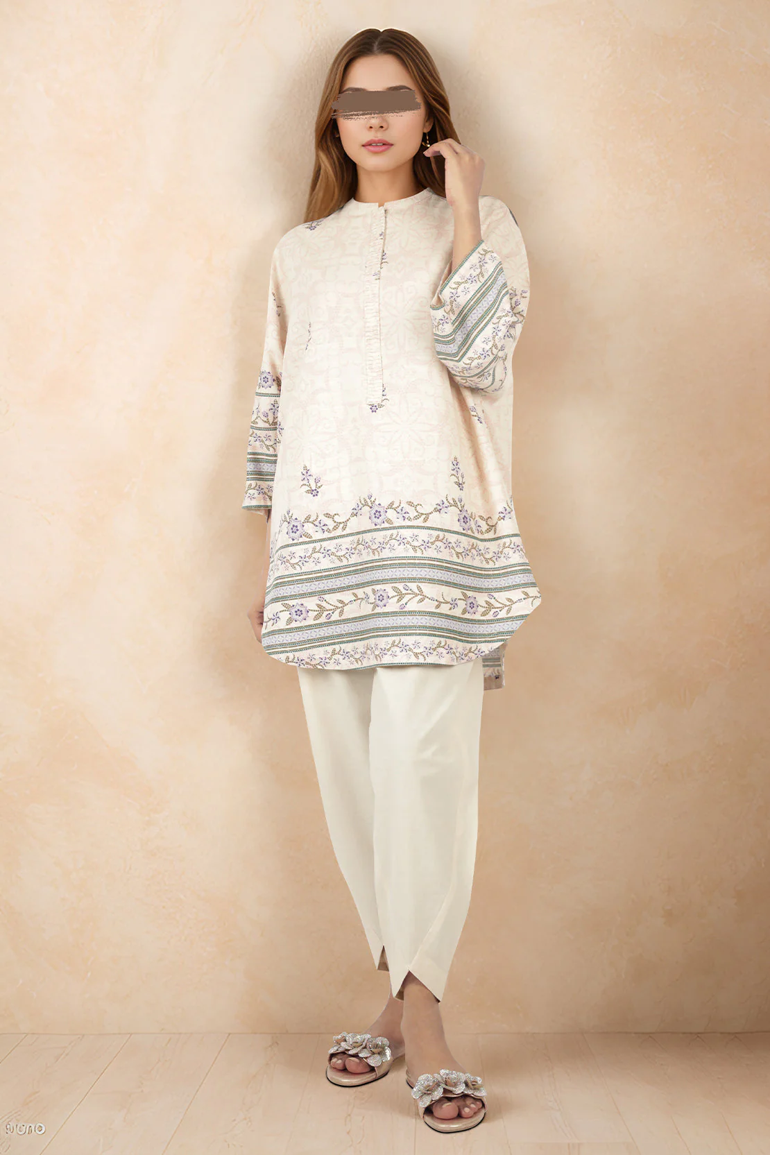 Unstitched Printed Cotton Khaddar 2 Piece (Shirt/Trouser)
