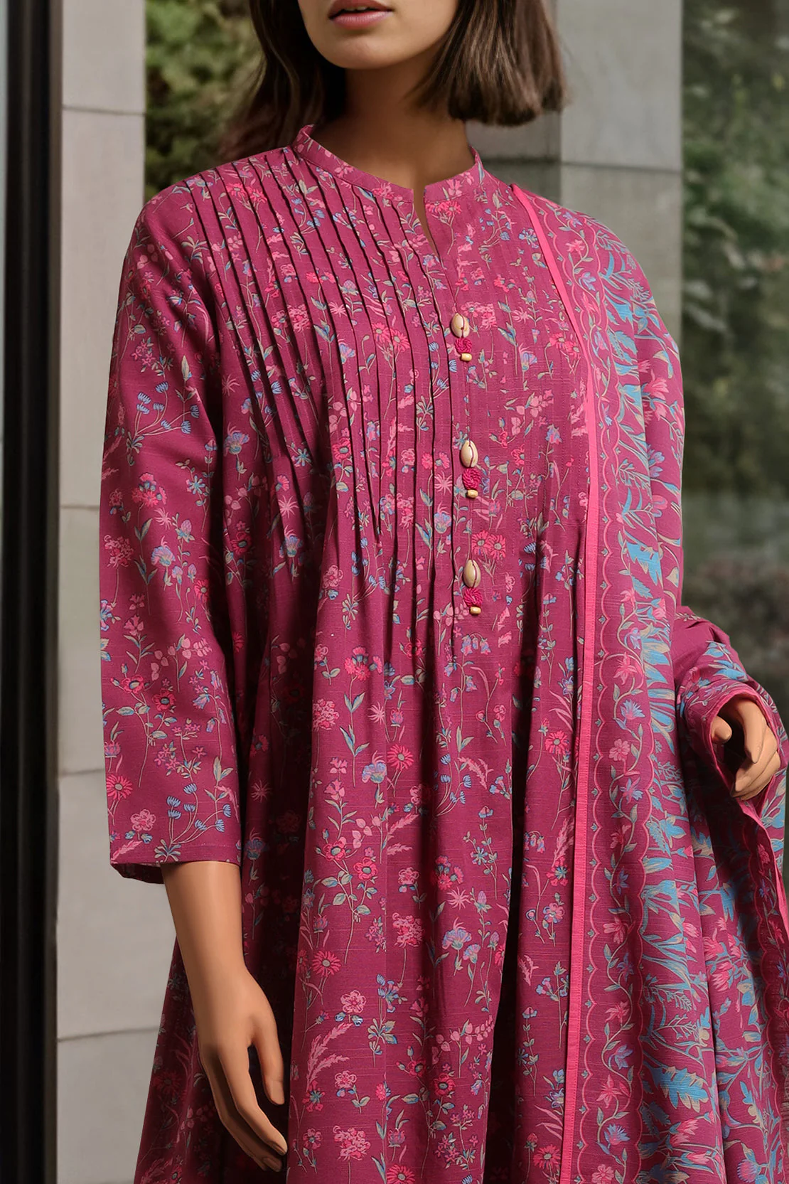 Unstitched Printed Khaddar 2 Piece (Shirt/Trouser)