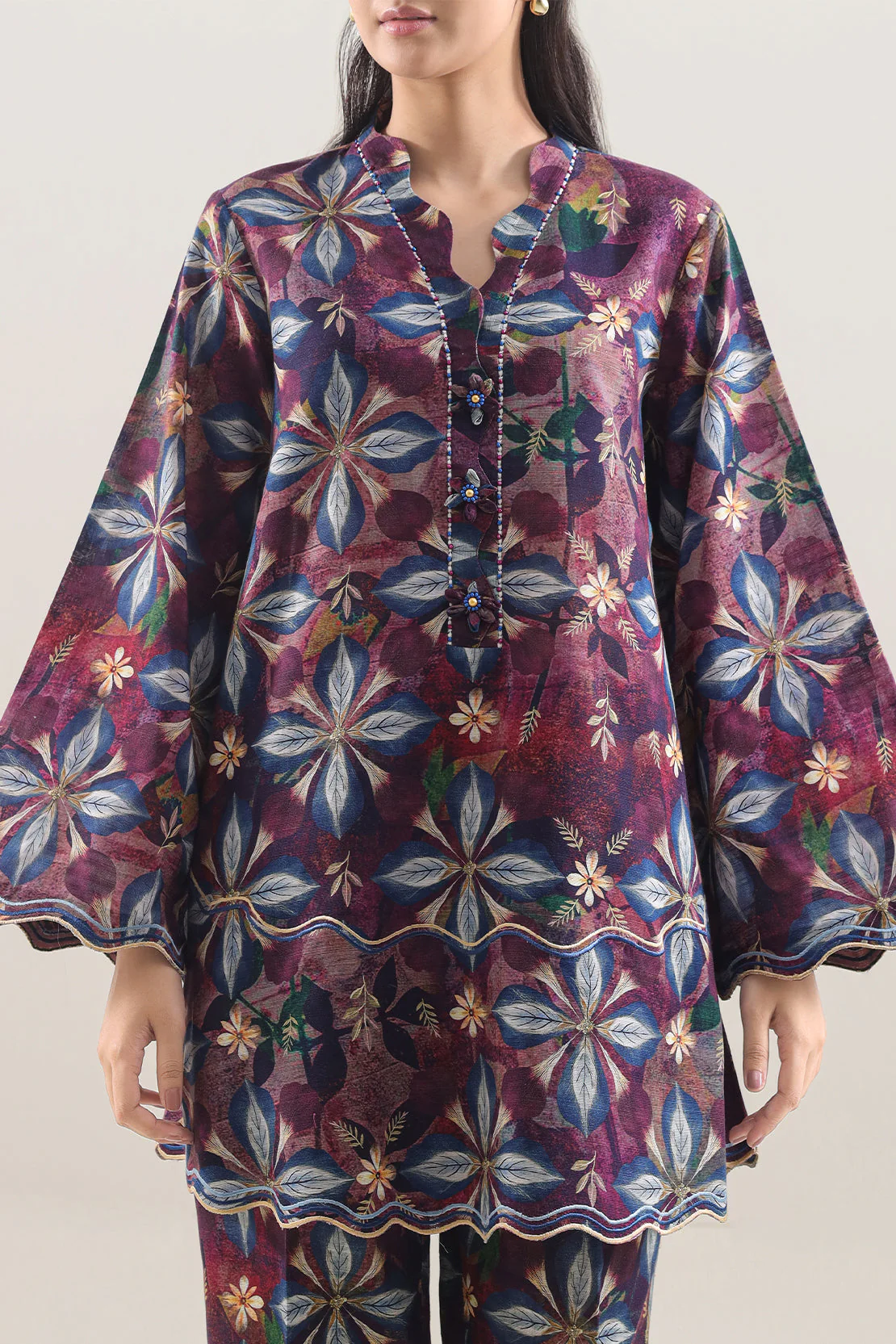 Unstitched Printed Cotton Khaddar 2 Piece (Shirt/Trouser) - Image 3