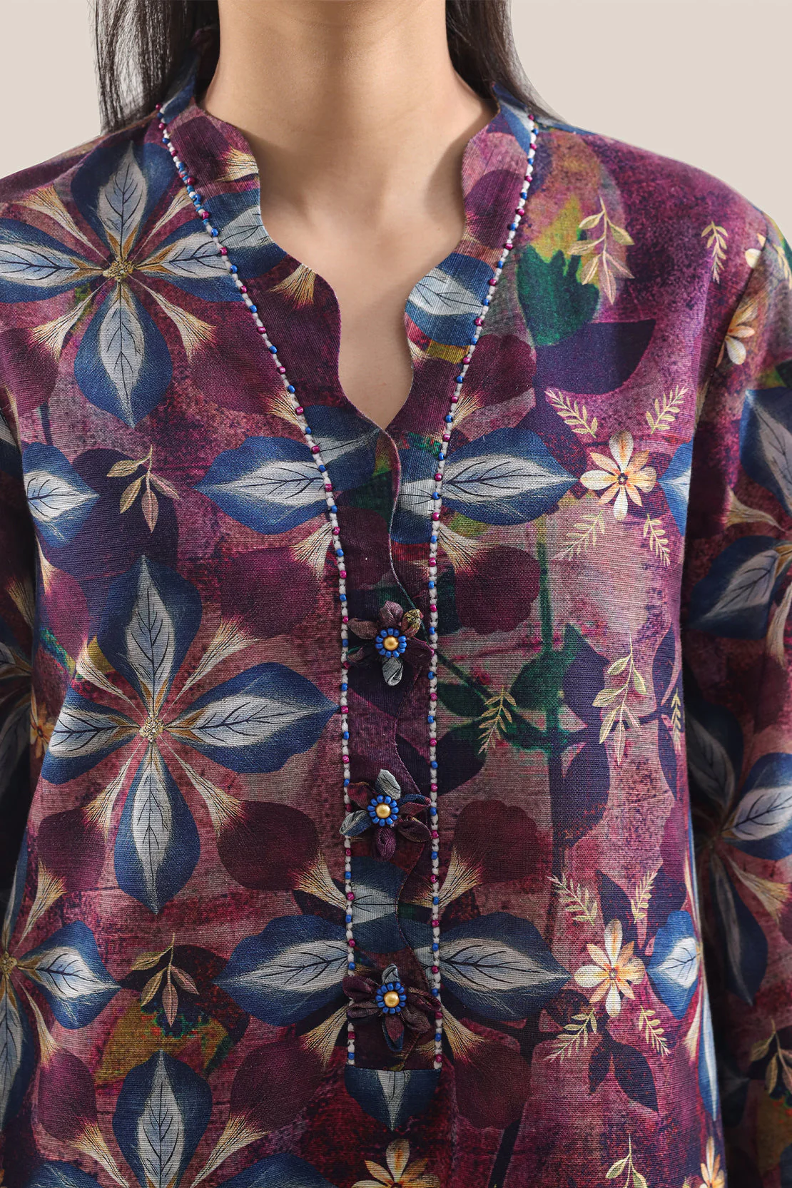 Unstitched Printed Cotton Khaddar 2 Piece (Shirt/Trouser) - Image 4
