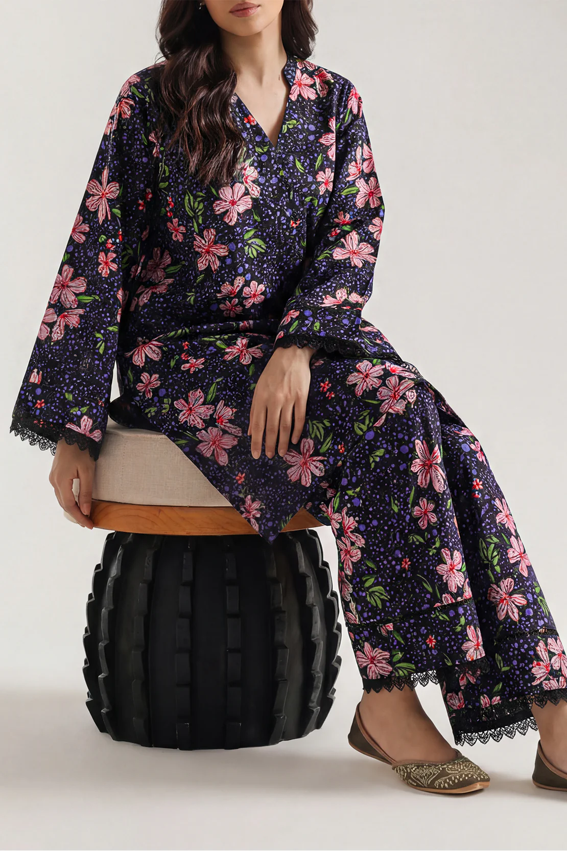 Unstitched Printed Cotton Khaddar 2 Piece (Shirt/Trouser)