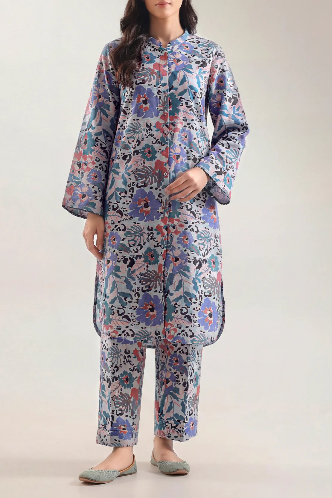 Unstitched Printed Cotton Khaddar 2 Piece (Shirt/Trouser)