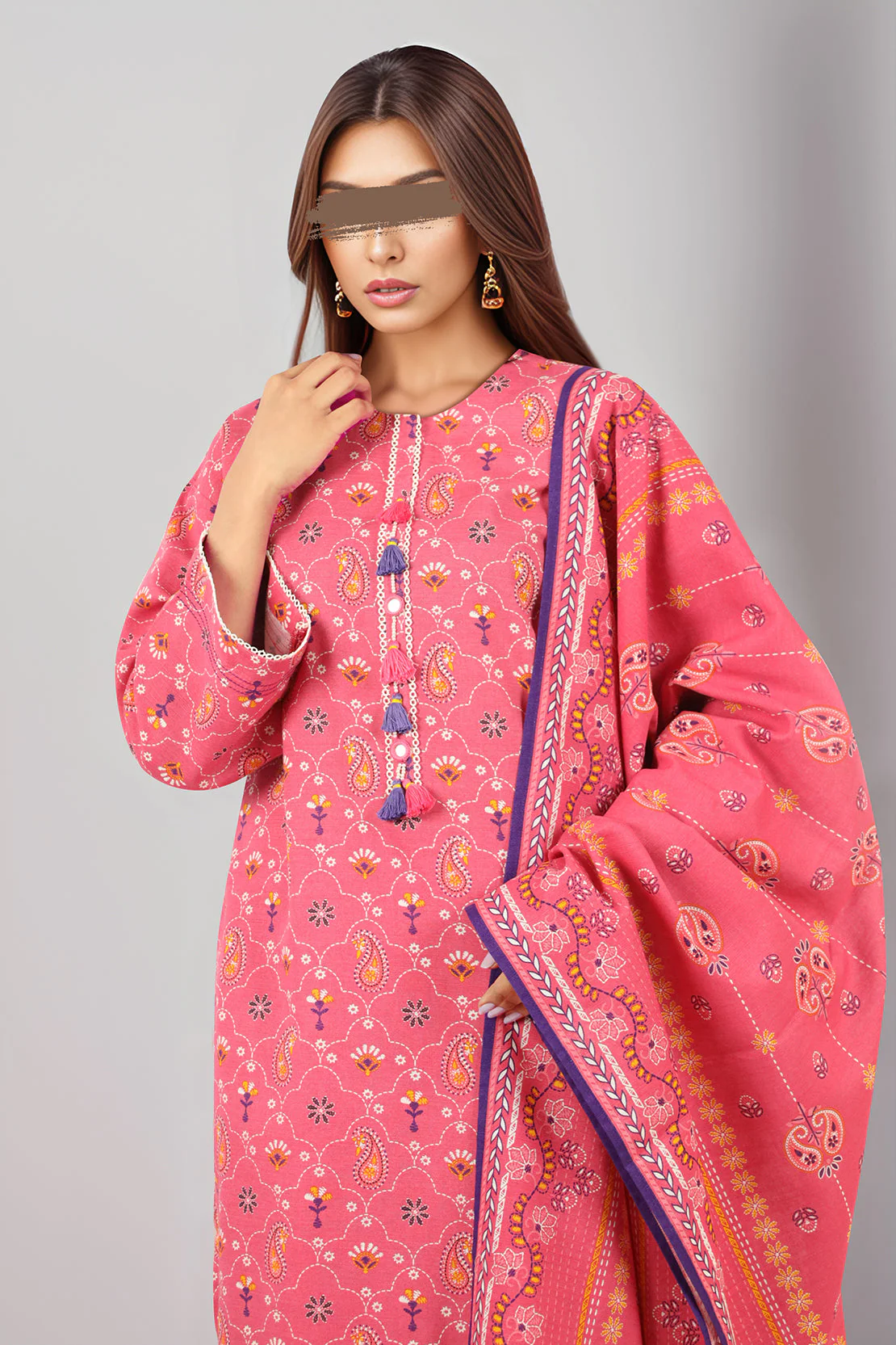 Unstitched Printed Cotton Khaddar 3 Piece - Image 3