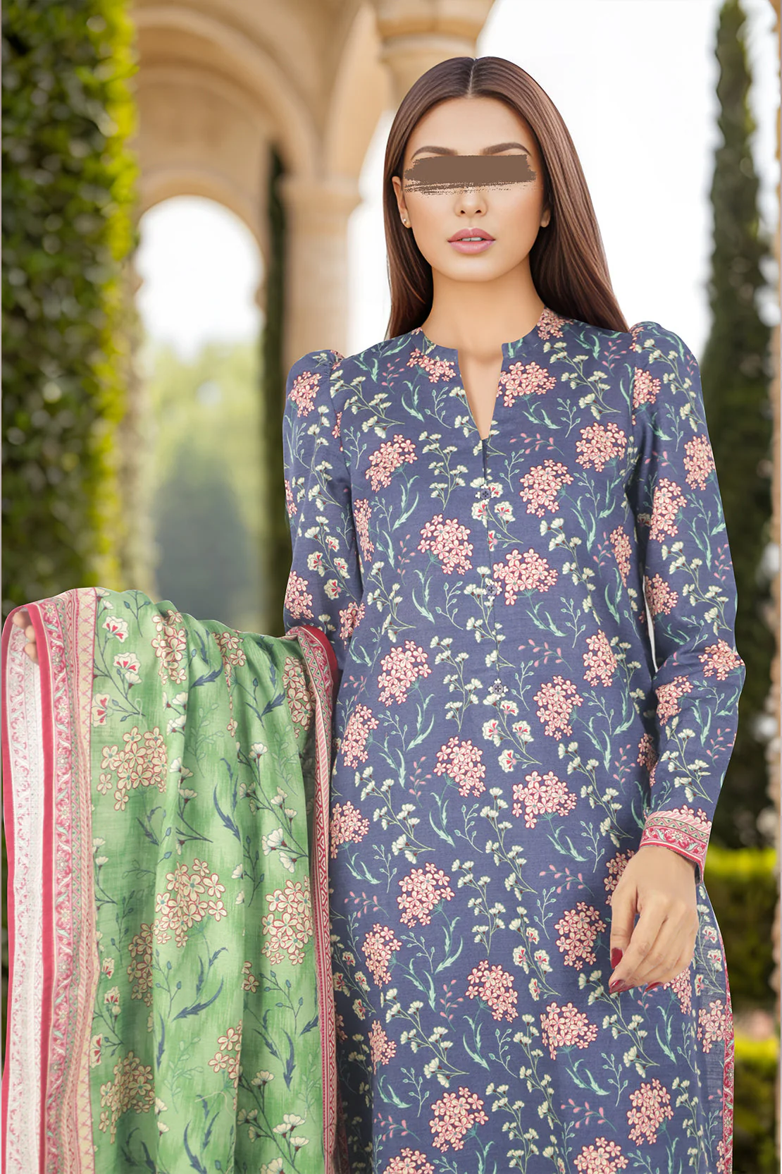 Unstitched Printed Cotton Khaddar 3 Piece - Image 3