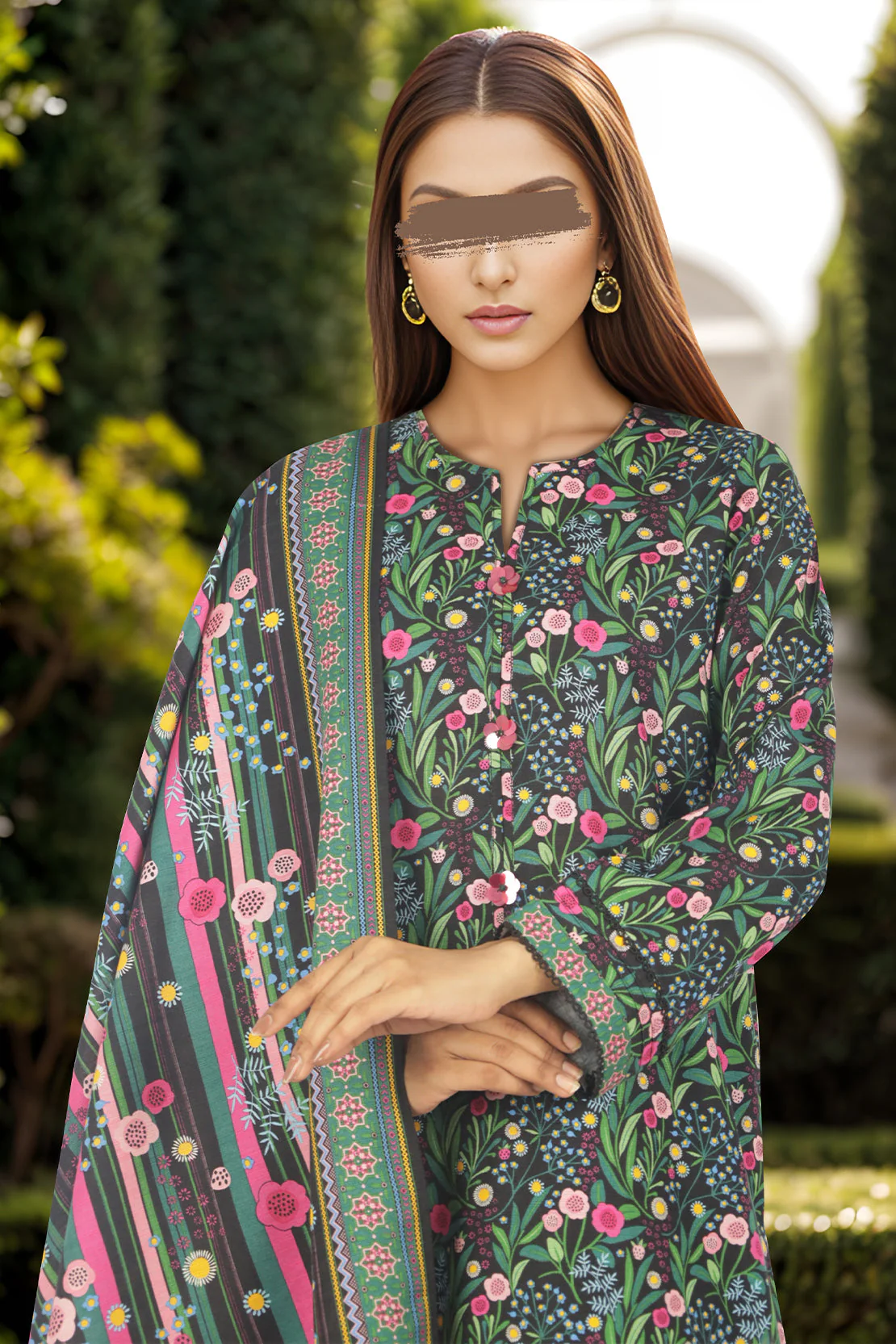 Unstitched Printed Cotton Khaddar 3 Piece - Image 2