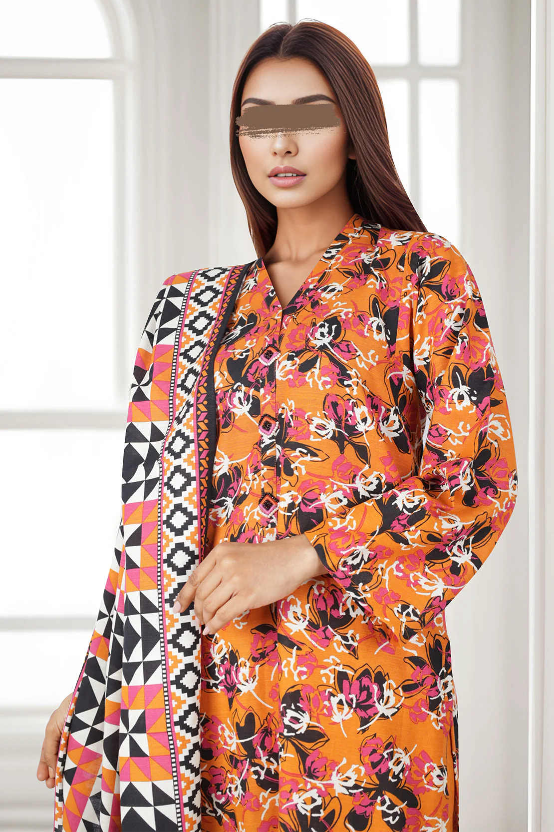 Unstitched Printed Cotton Khaddar 3 Piece - Image 2