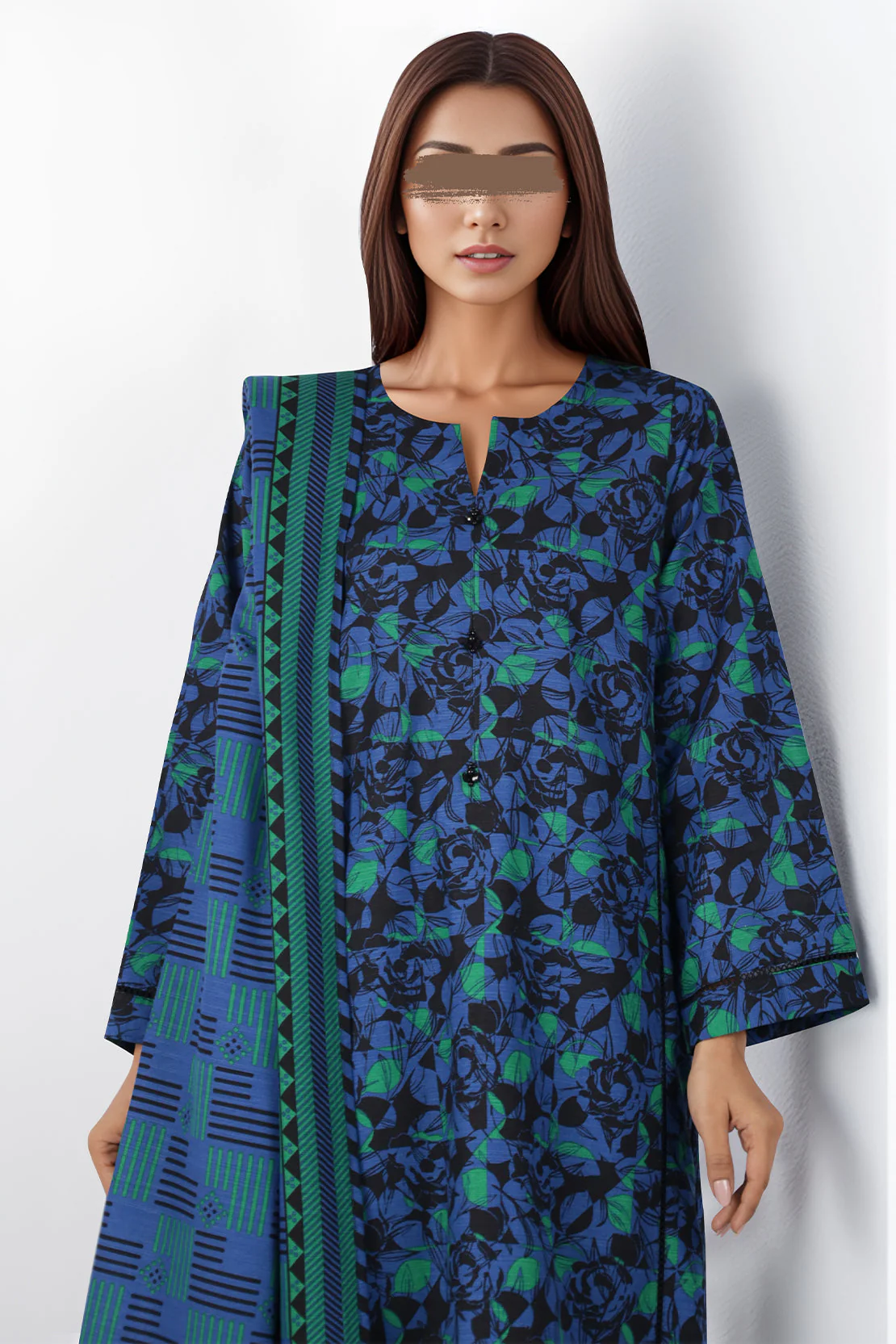 Unstitched Printed Cotton Khaddar 3 Piece