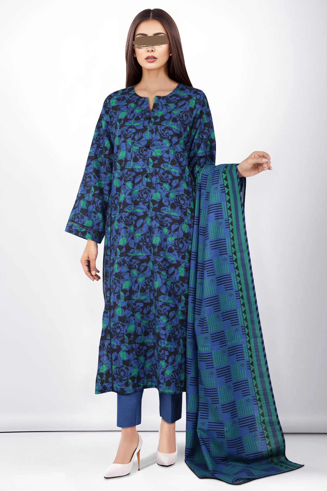 Unstitched Printed Cotton Khaddar 3 Piece - Image 2