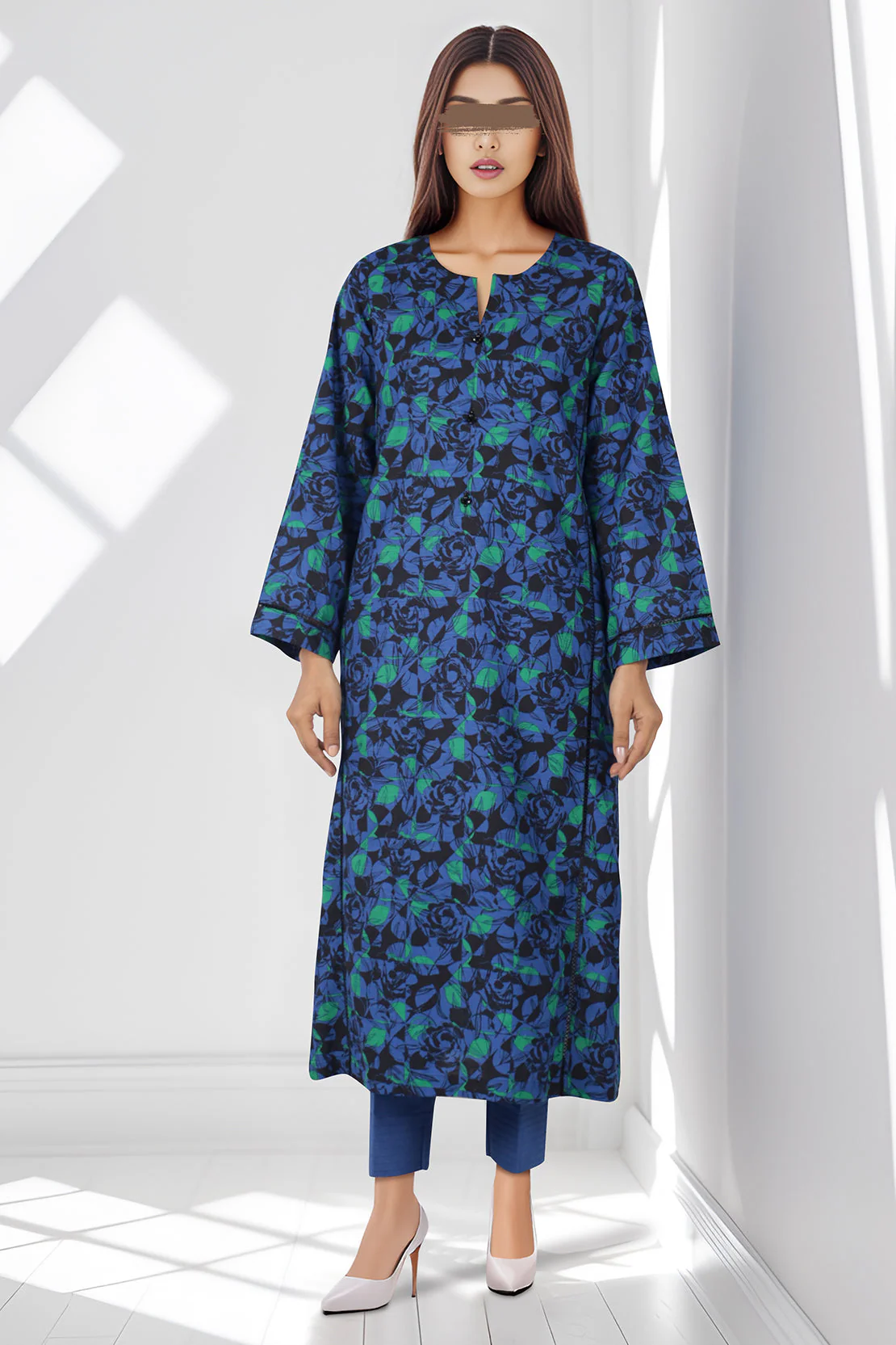 Unstitched Printed Cotton Khaddar 3 Piece - Image 3