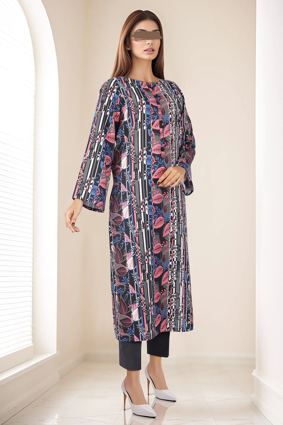 Unstitched Printed Cotton Khaddar 3 Piece - Image 2