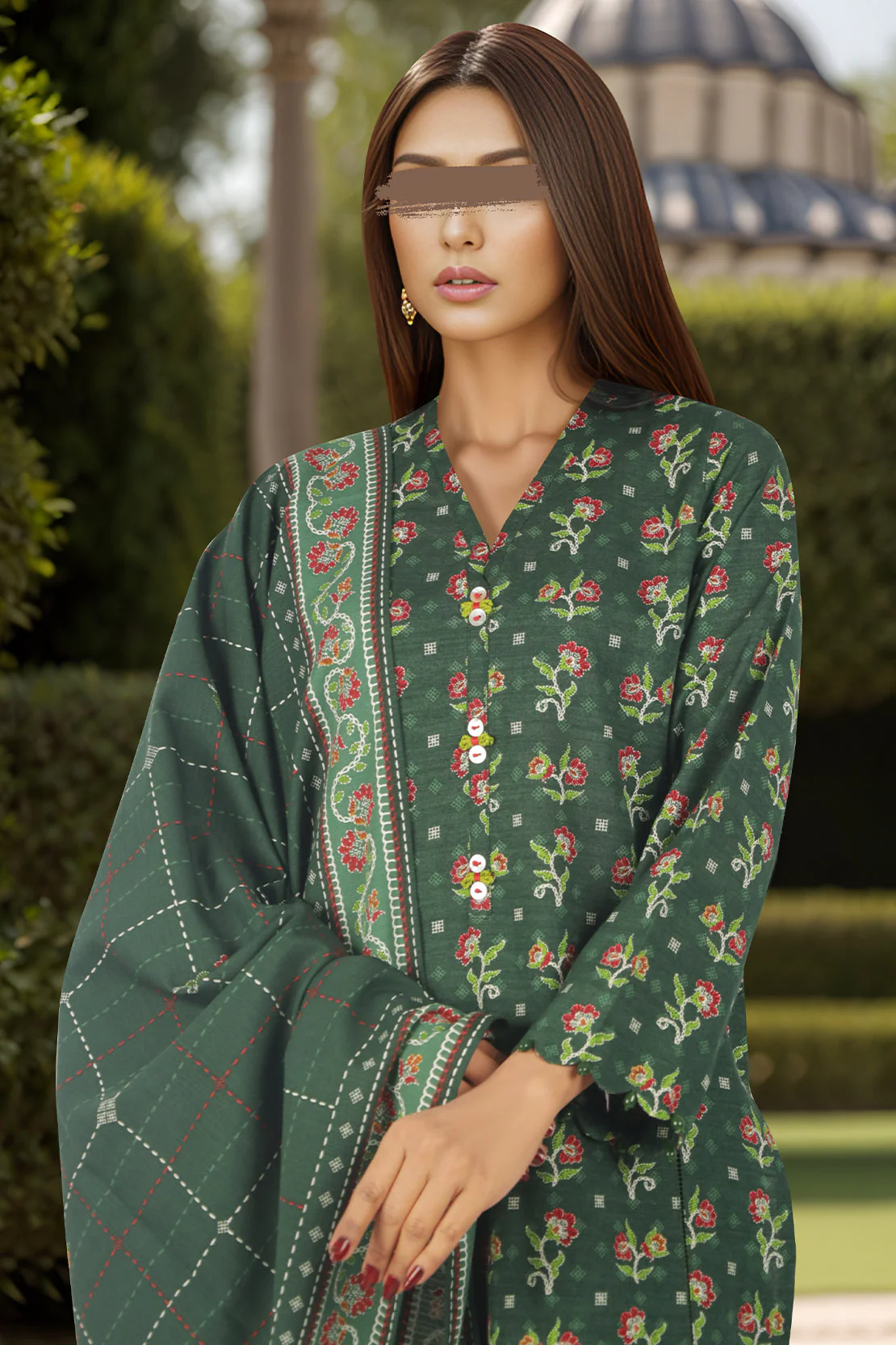 Unstitched Printed Cotton Khaddar 3 Piece - Image 3