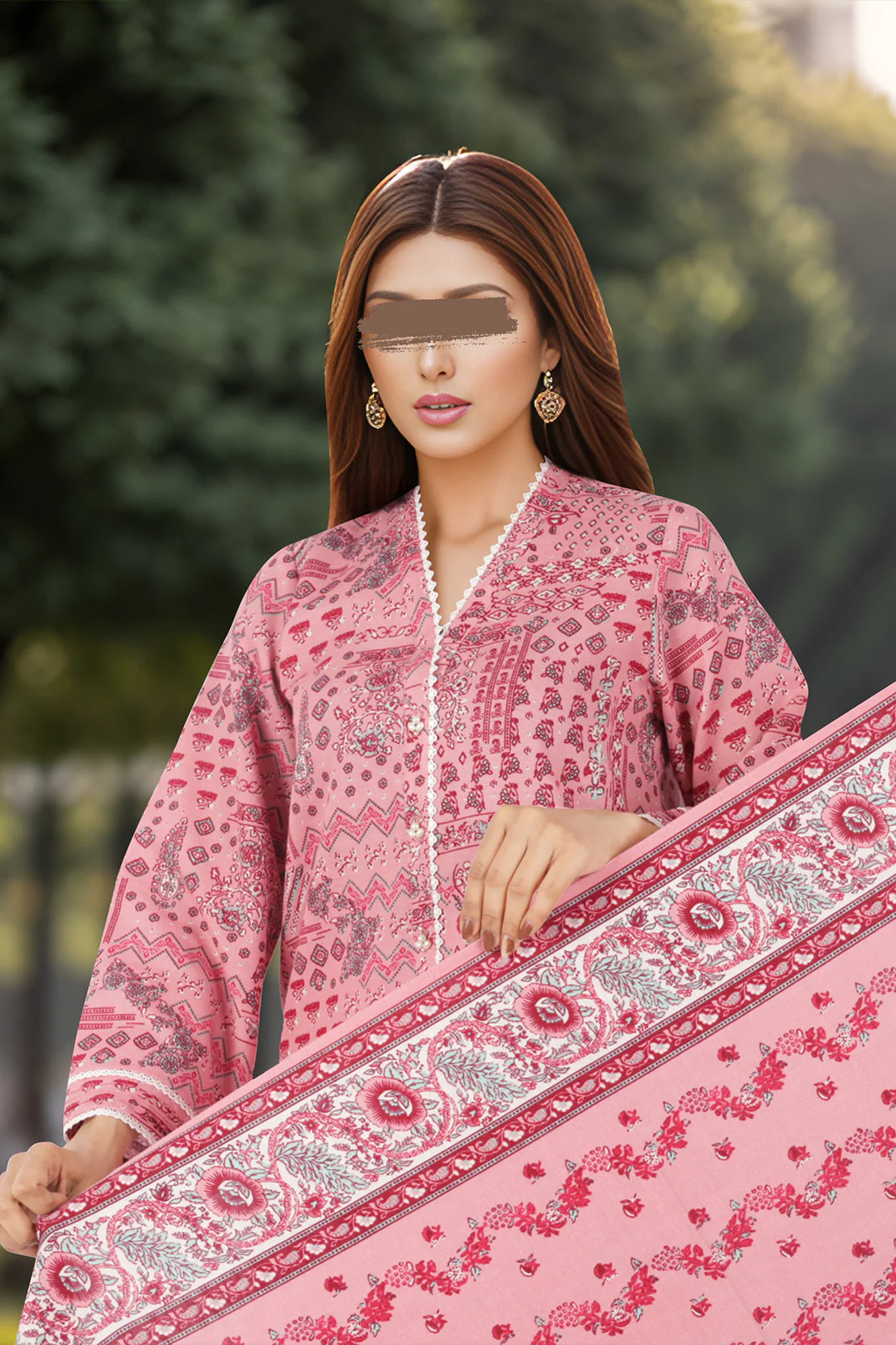 Unstitched Printed Cotton Khaddar 3 Piece - Image 2