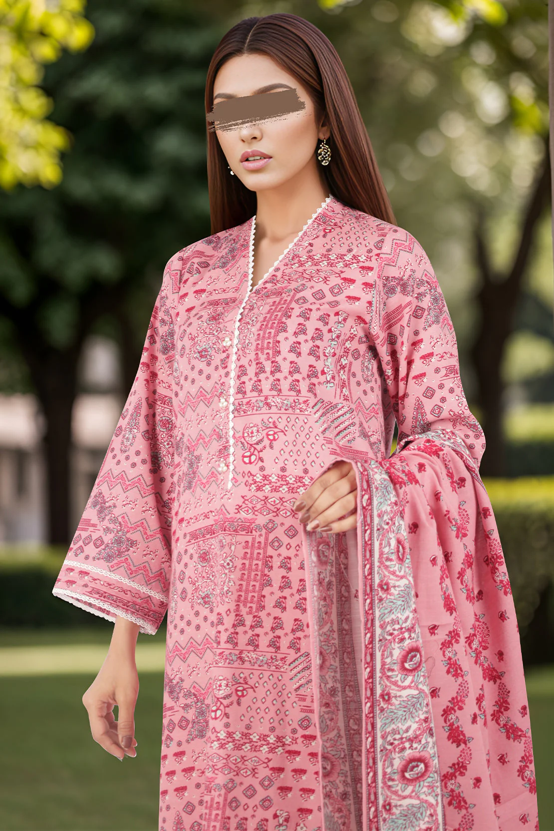Unstitched Printed Cotton Khaddar 3 Piece - Image 3